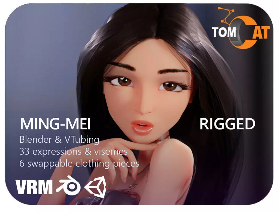 Ming-Mei Rigged Character for Blender and Vtubing  Low-poly 3D model_0