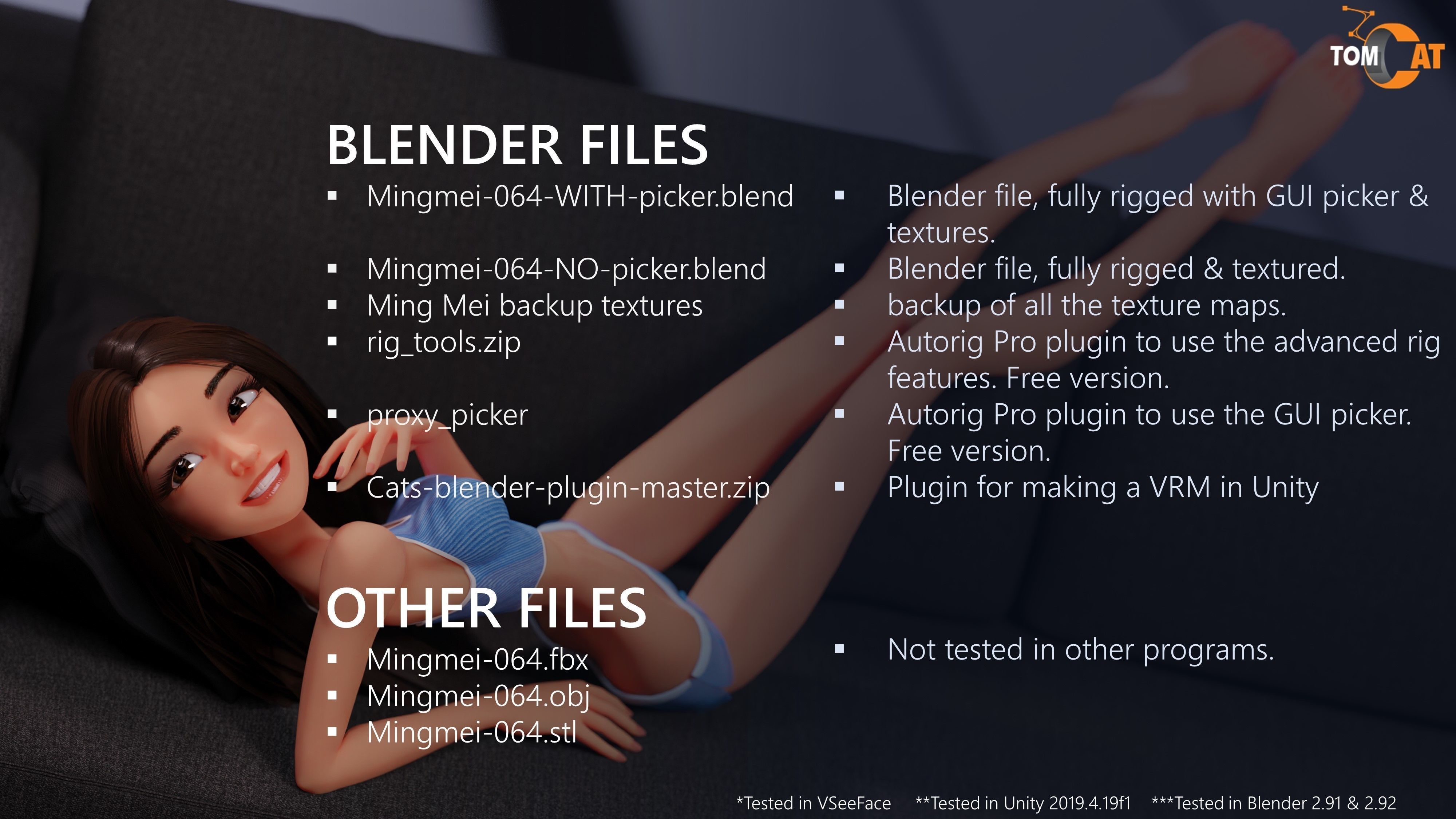 Ming-Mei Rigged Character for Blender and Vtubing  Low-poly 3D model_18