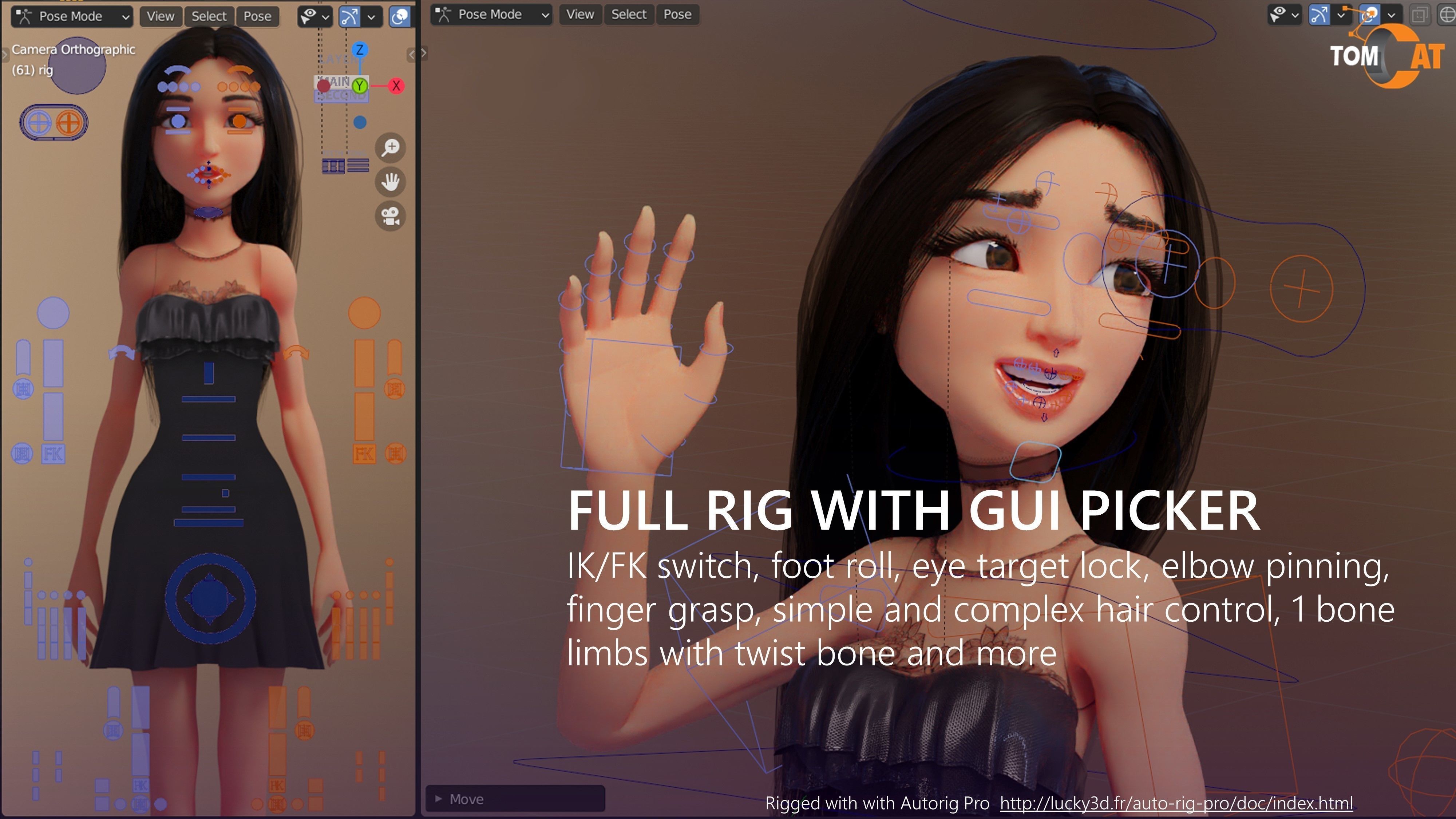 Ming-Mei Rigged Character for Blender and Vtubing  Low-poly 3D model_8