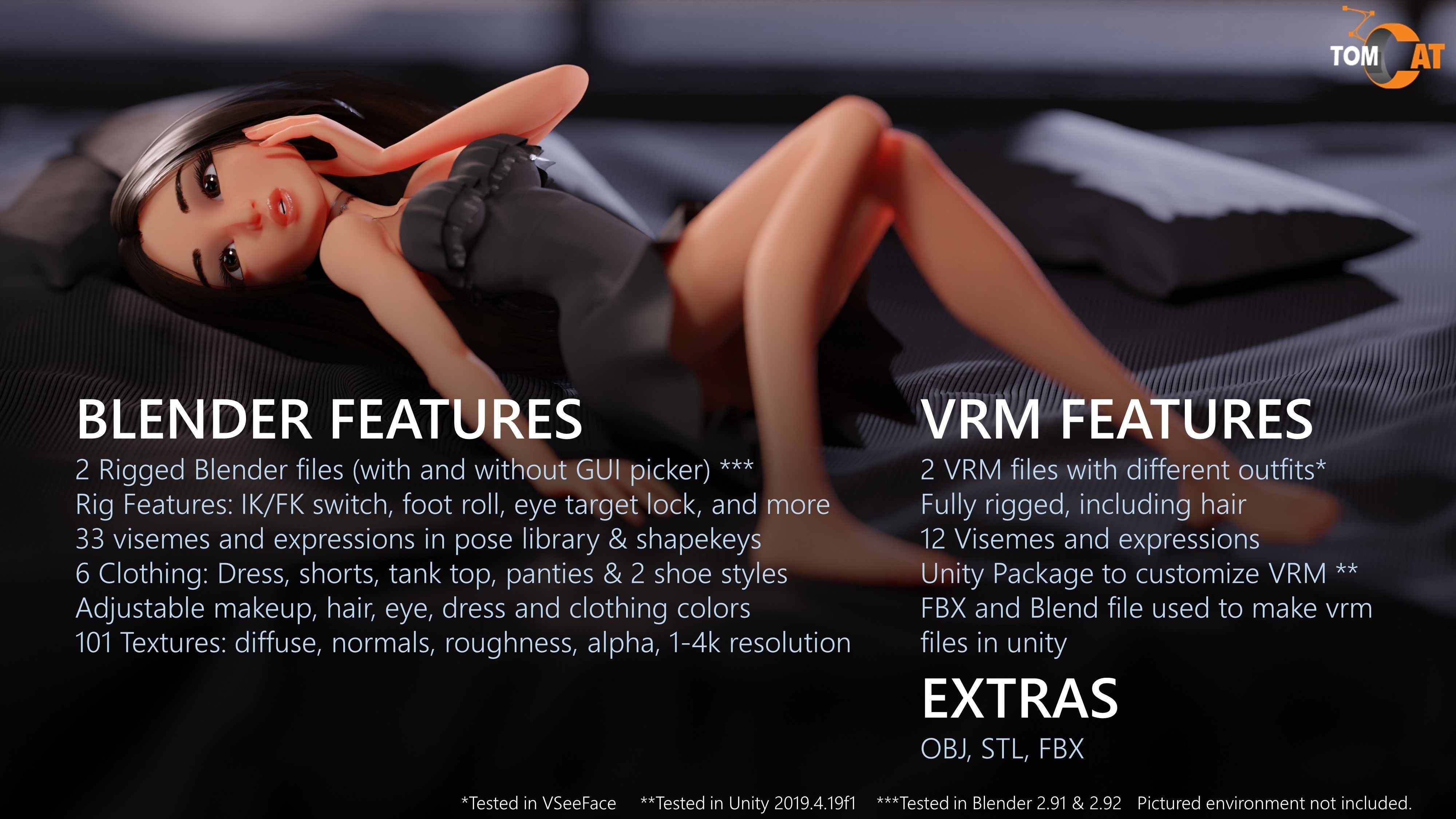 Ming-Mei Rigged Character for Blender and Vtubing  Low-poly 3D model_6