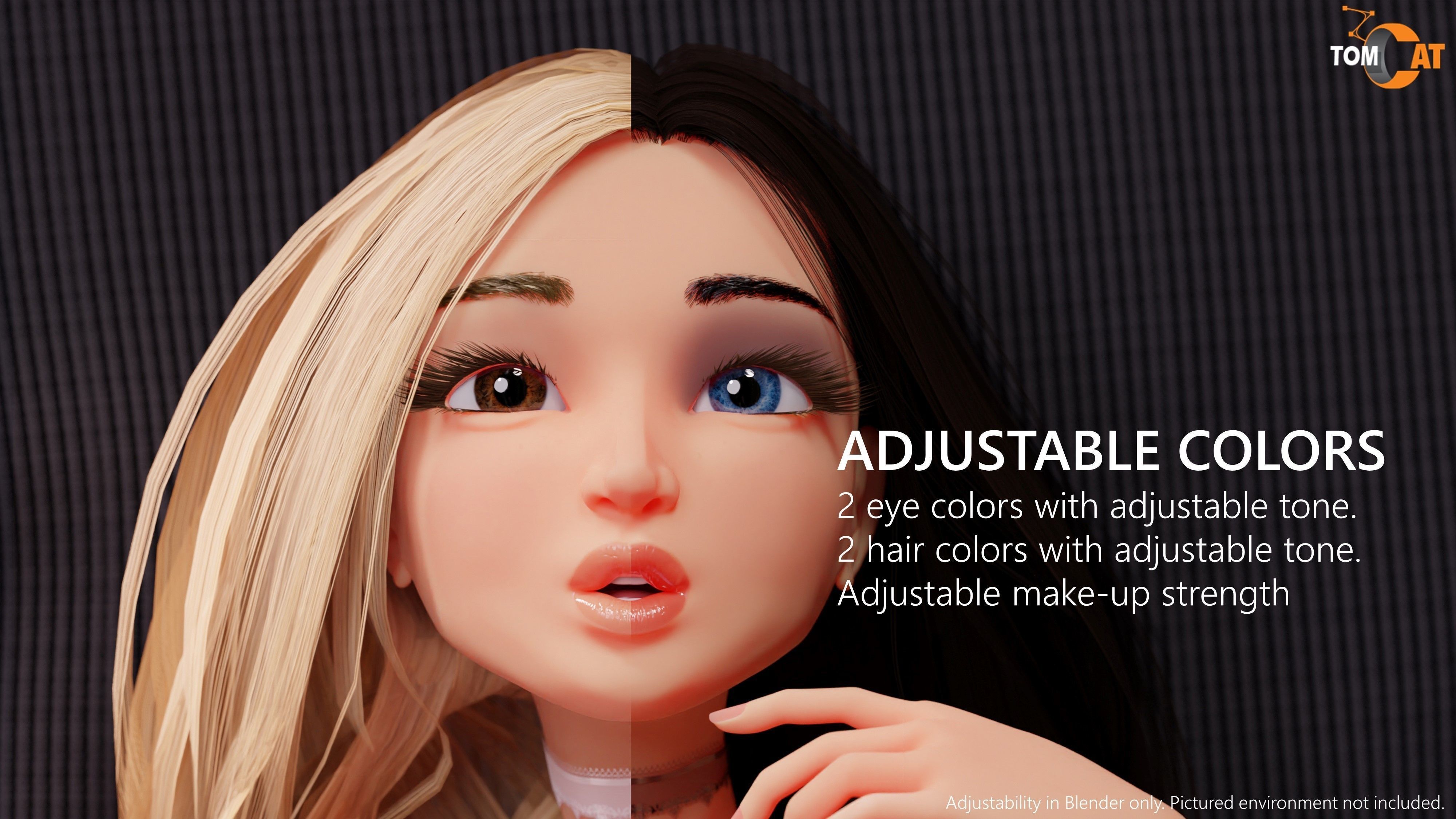 Ming-Mei Rigged Character for Blender and Vtubing  Low-poly 3D model_14