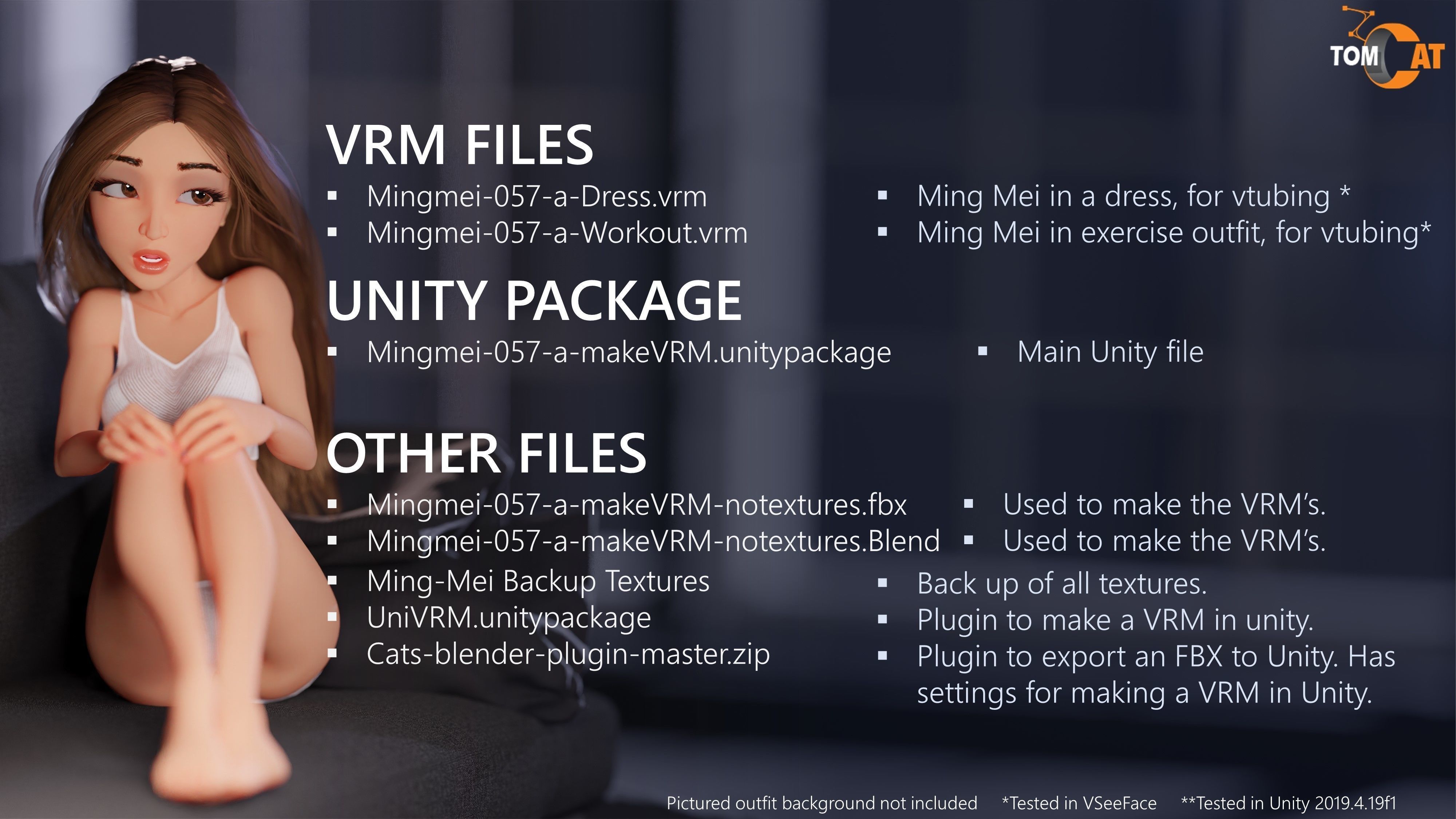 Ming-Mei Rigged Character for Blender and Vtubing  Low-poly 3D model_19