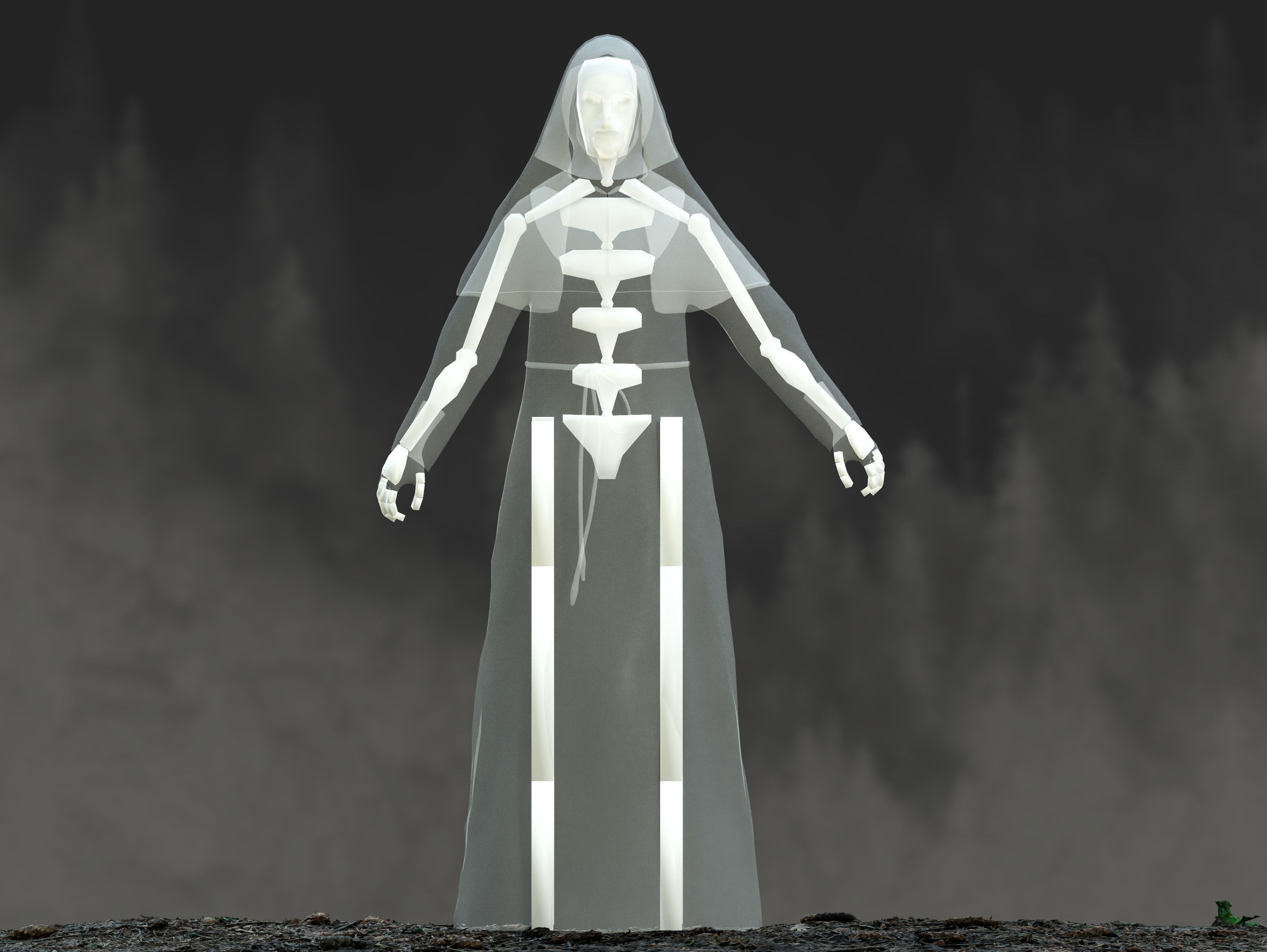 Valak nun Low-poly 3D model_11