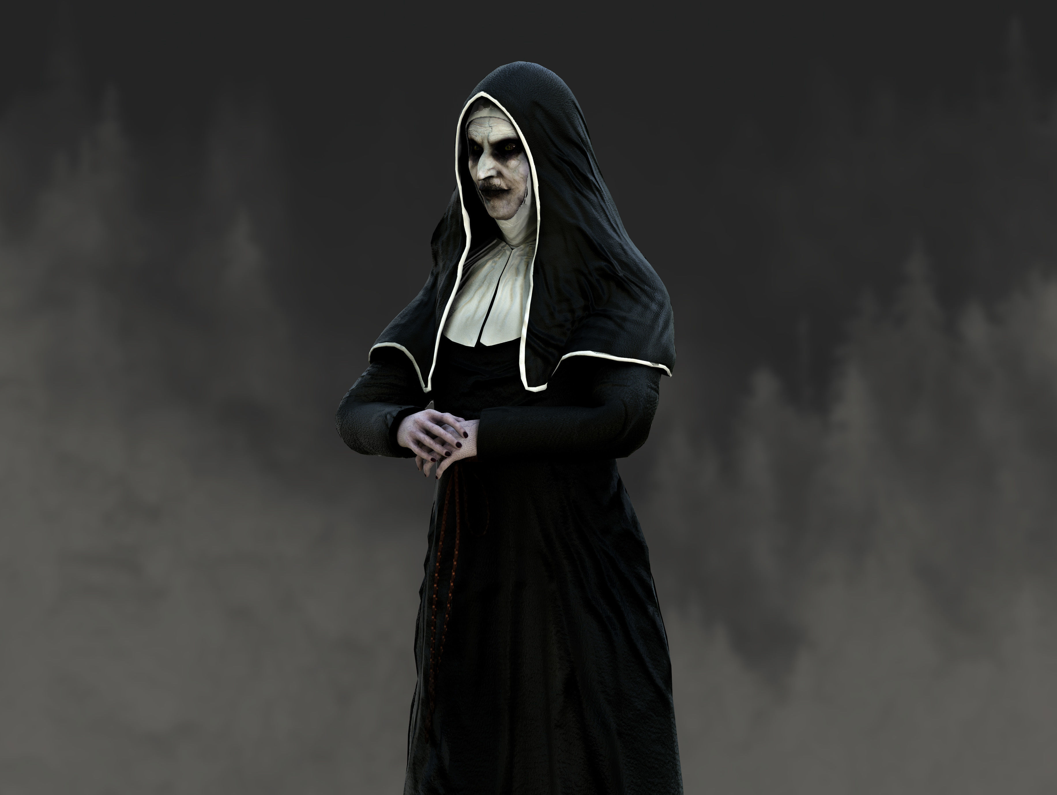 Valak nun Low-poly 3D model_5