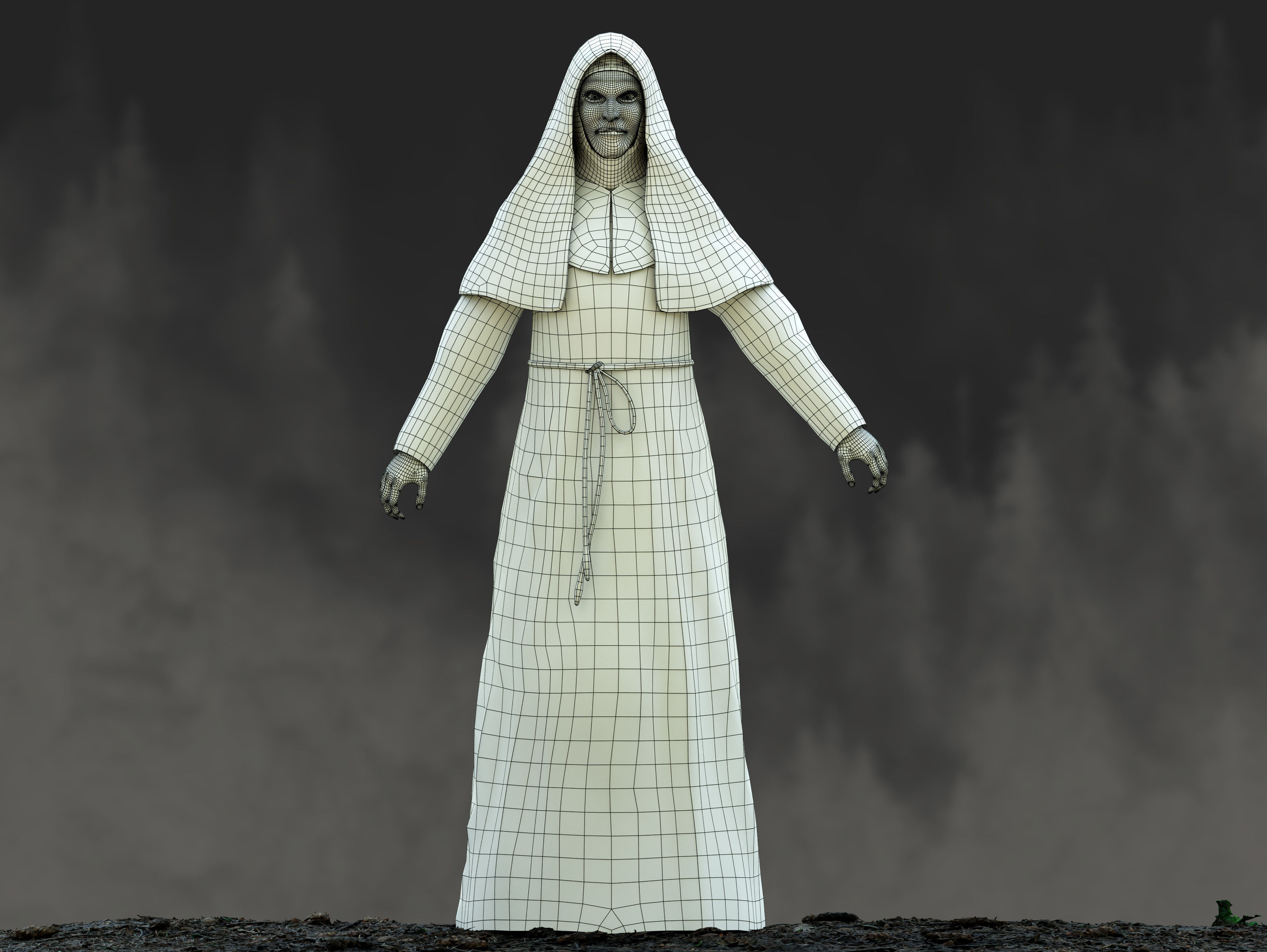 Valak nun Low-poly 3D model_9