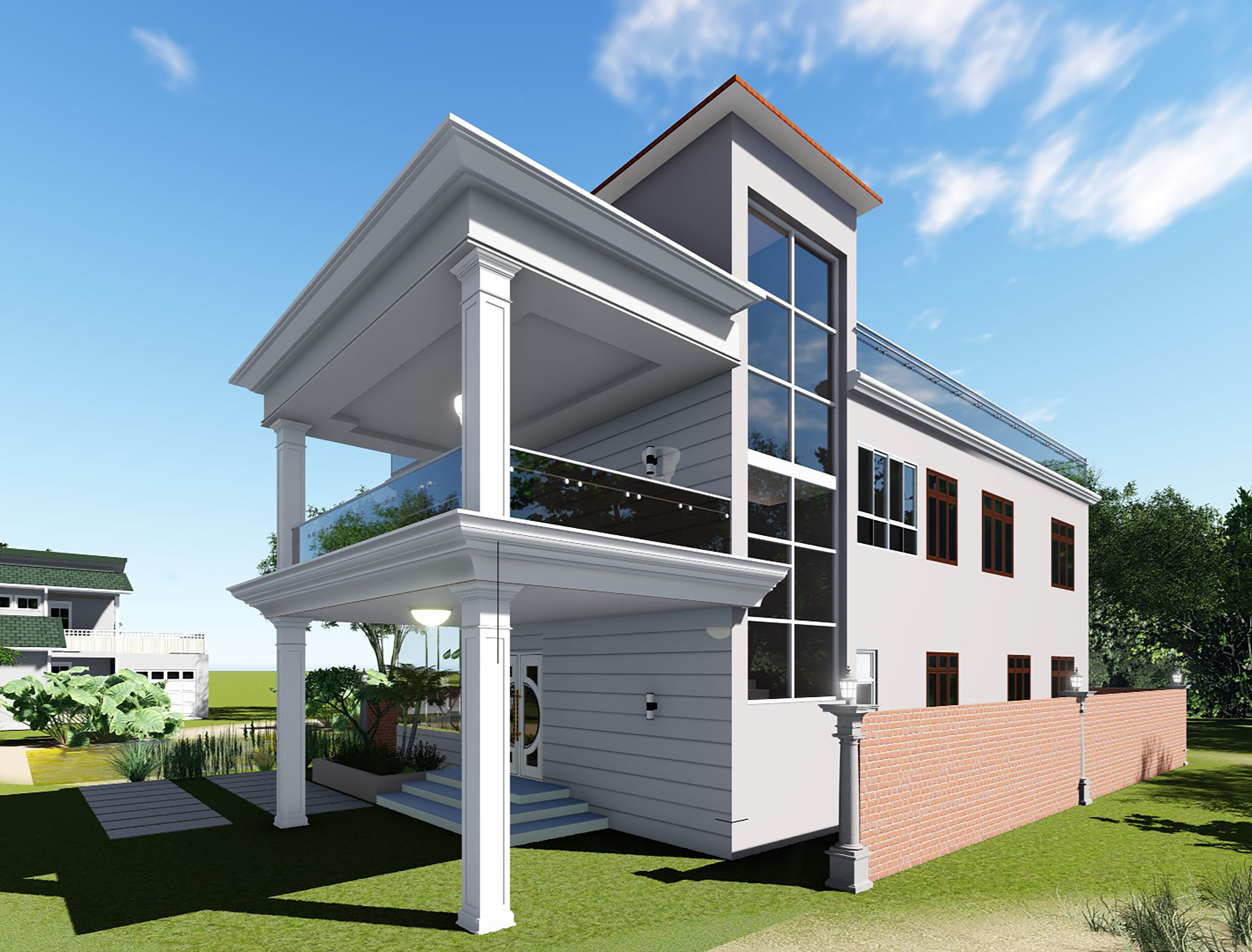 Modern Duplex House 3D model_1