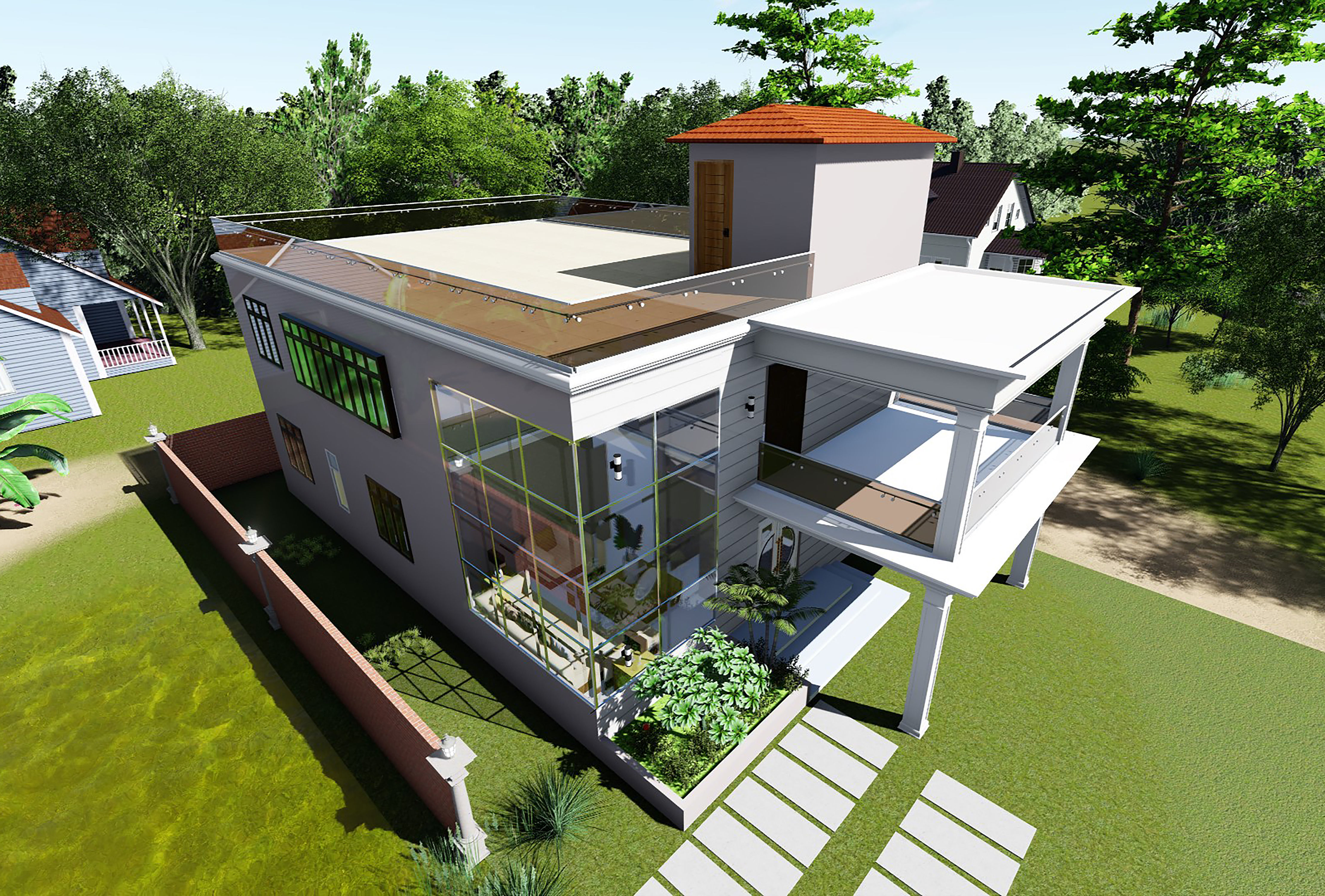 Modern Duplex House 3D model_3