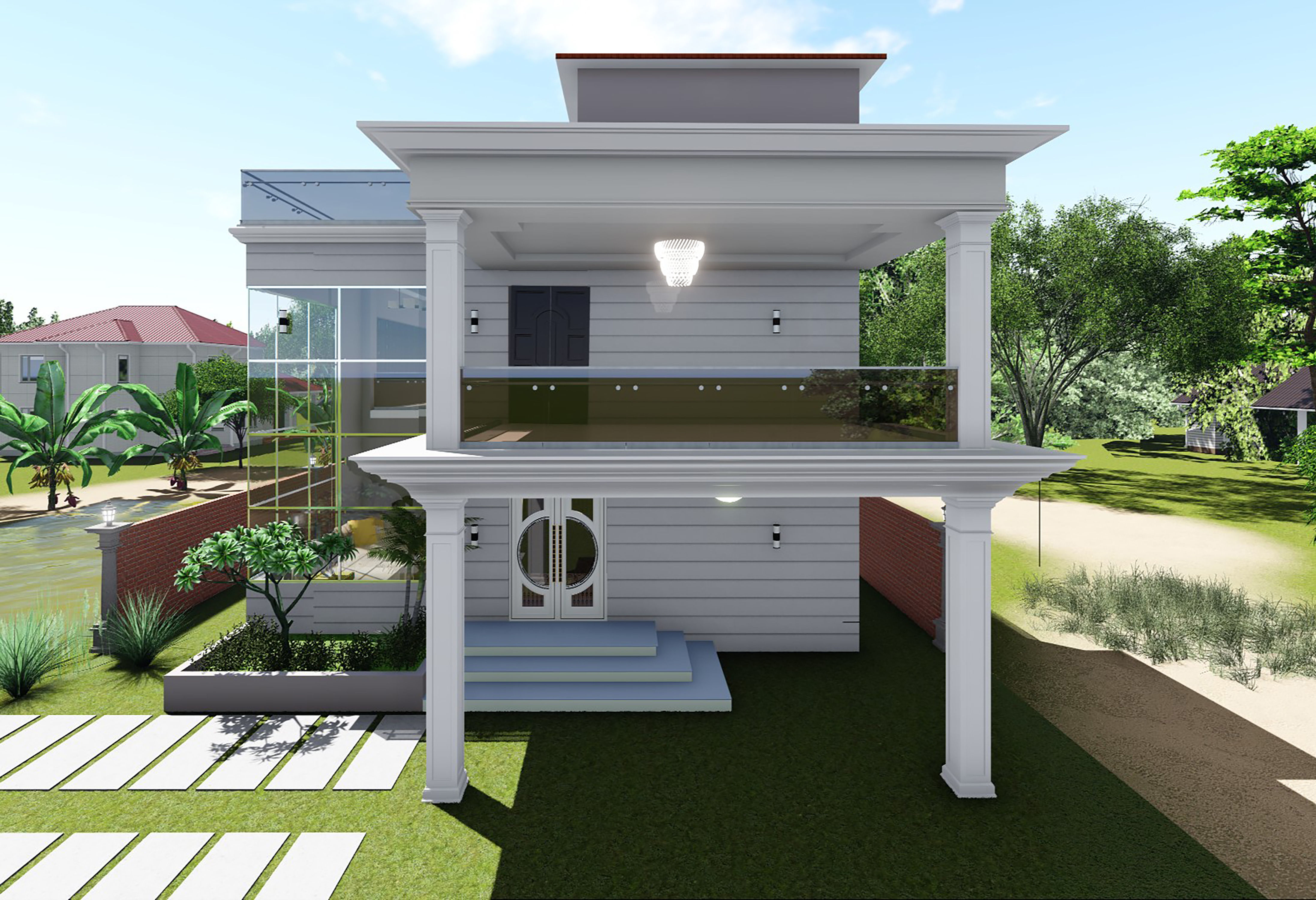 Modern Duplex House 3D model_5
