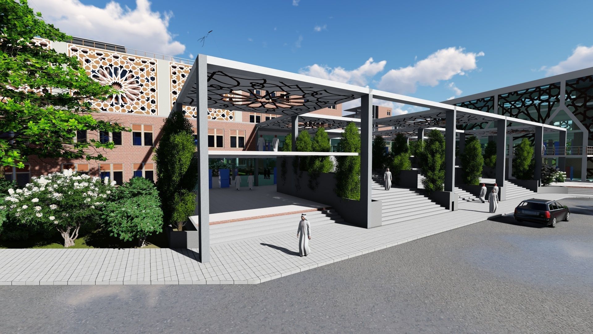 Modern Islamic Complex 3D model_4