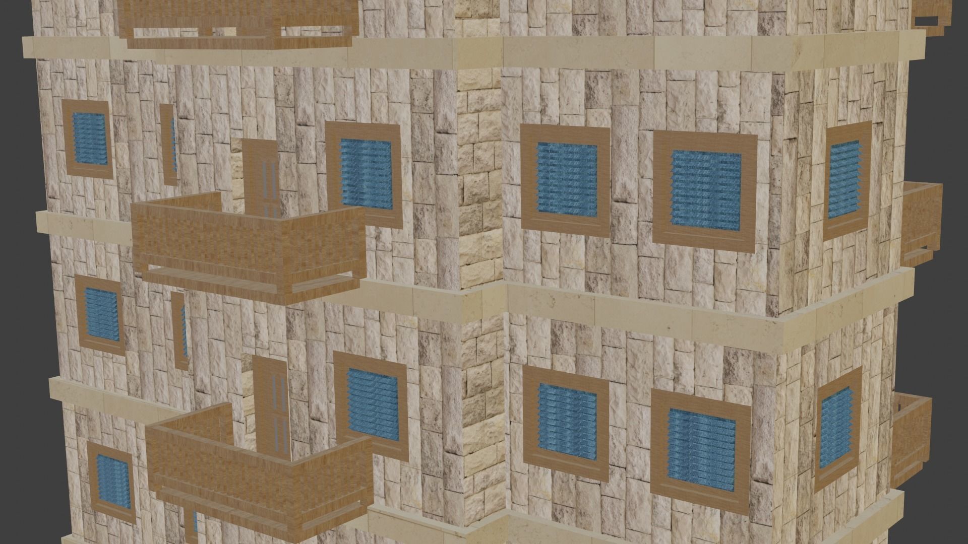 House Model 5 building Low-poly 3D model_3