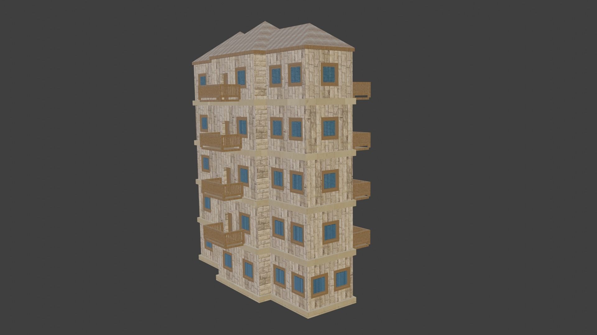House Model 5 building Low-poly 3D model_6