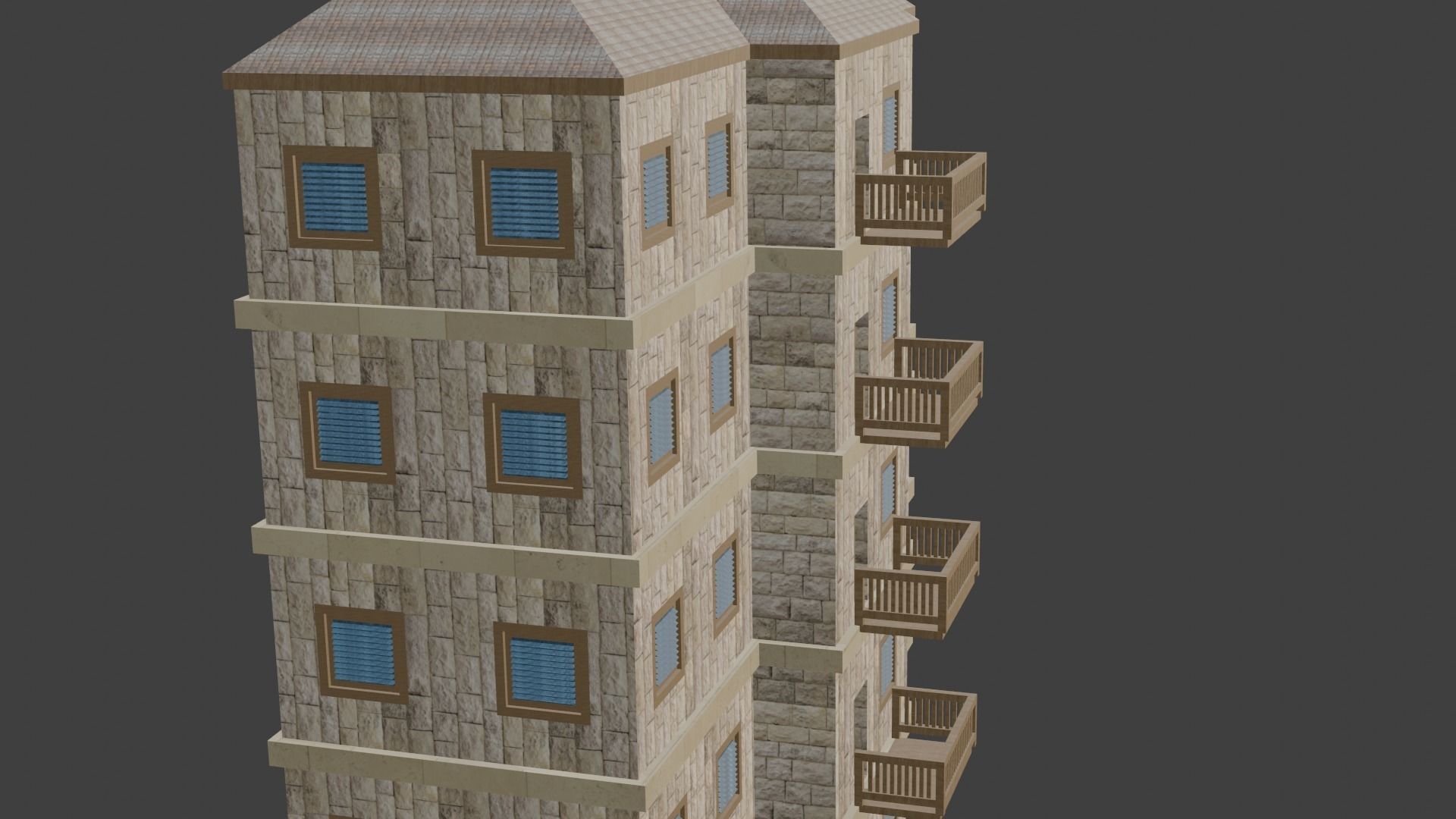 House Model 5 building Low-poly 3D model_4