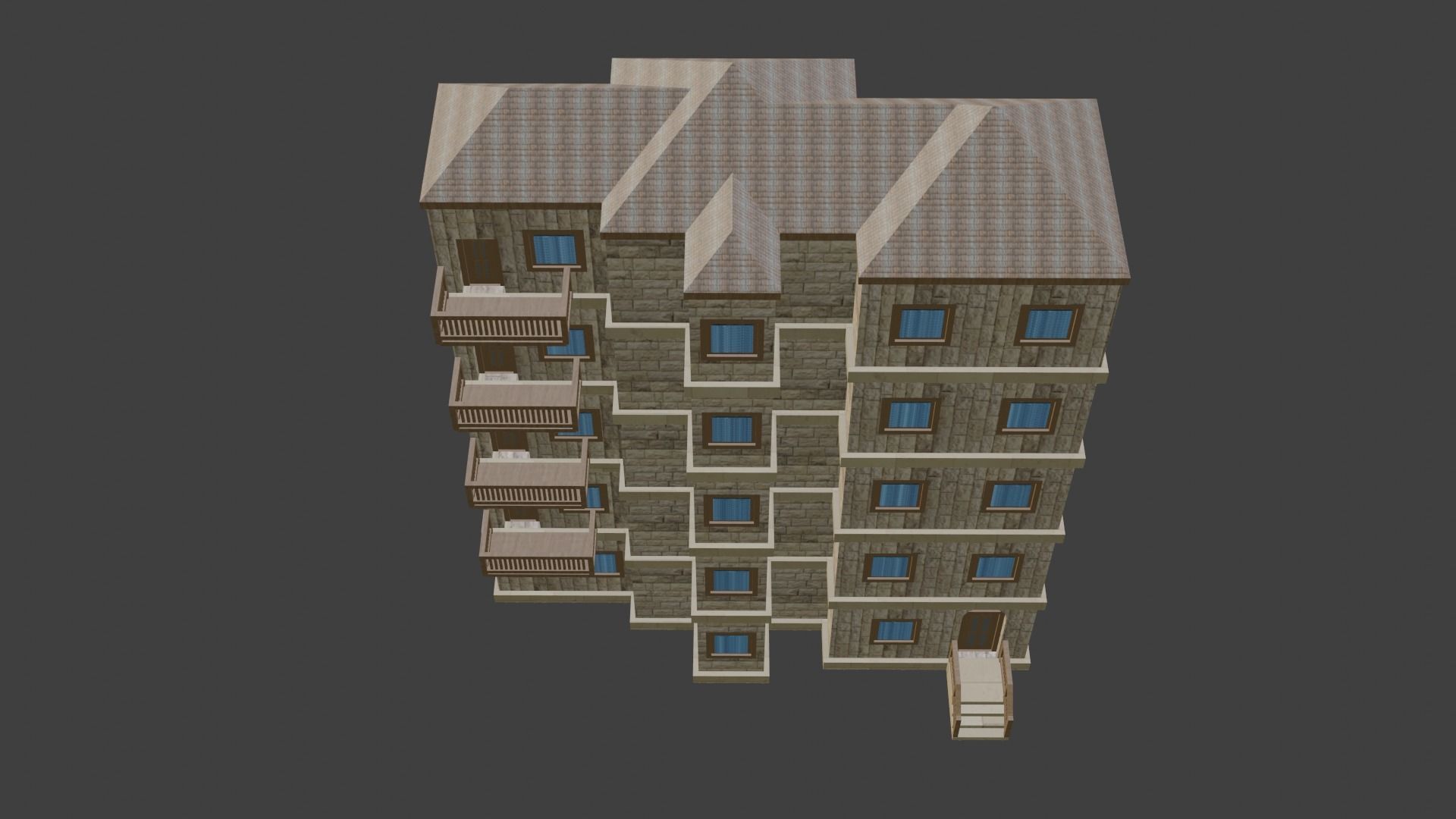 House Model 5 building Low-poly 3D model_15