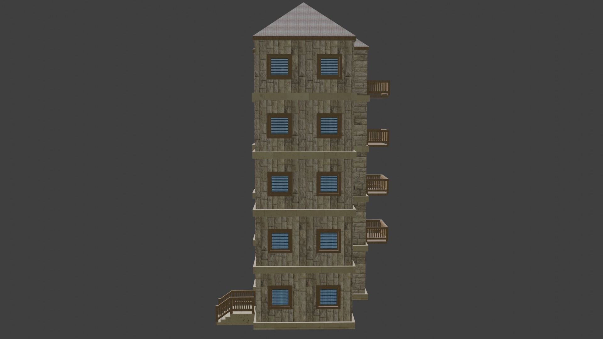 House Model 5 building Low-poly 3D model_11