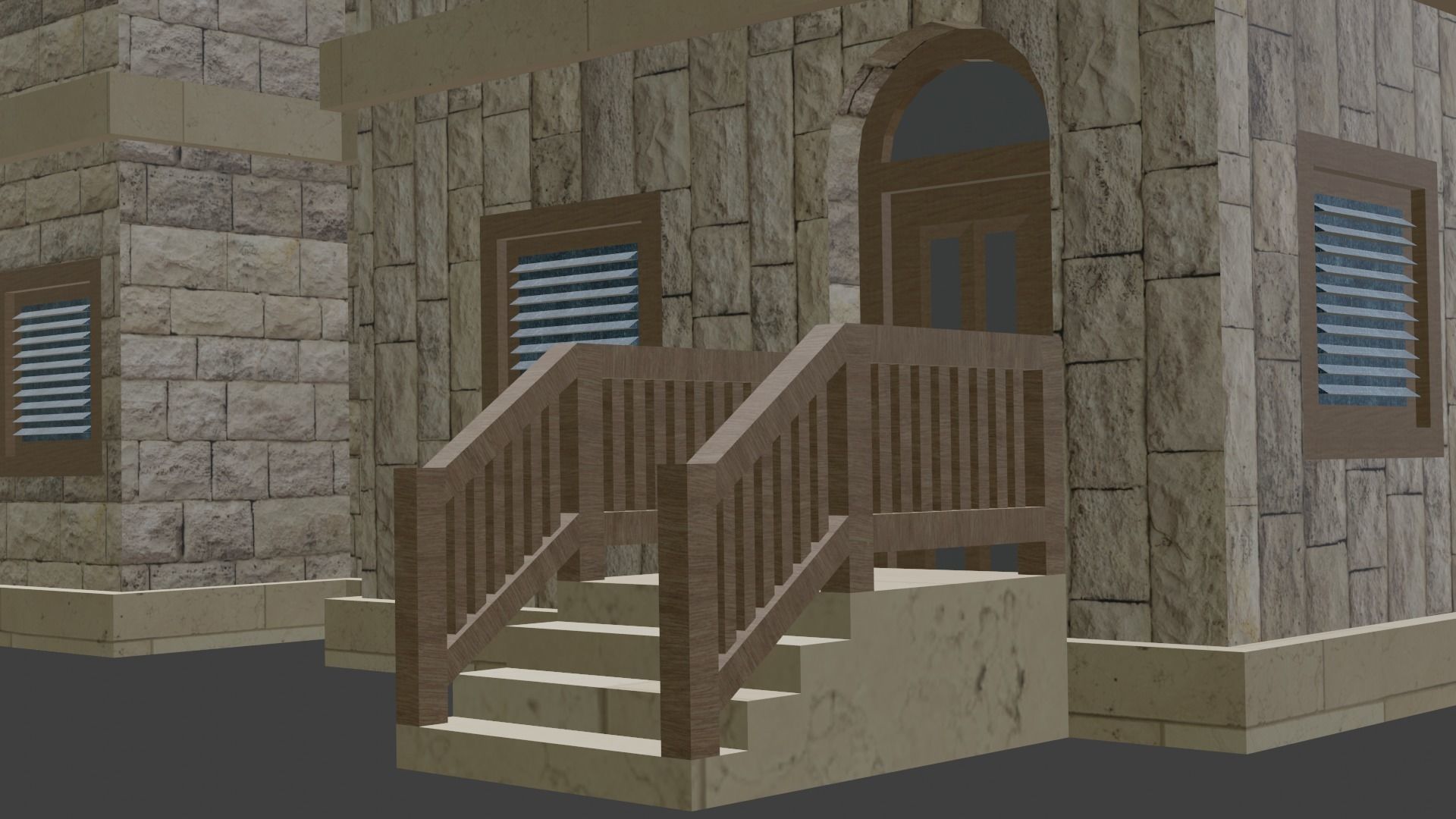 House Model 5 building Low-poly 3D model_1