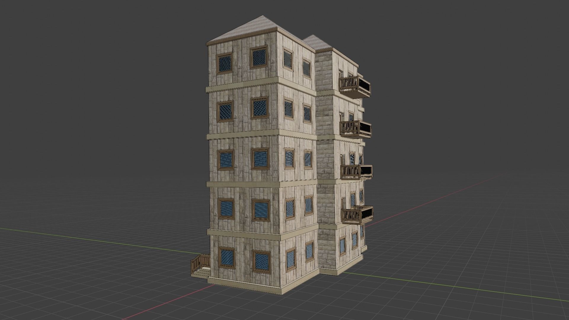 House Model 5 building Low-poly 3D model_8