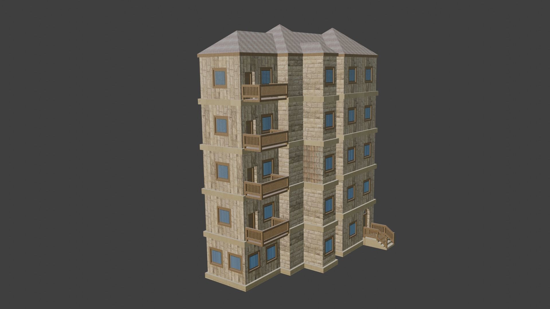 House Model 5 building Low-poly 3D model_5