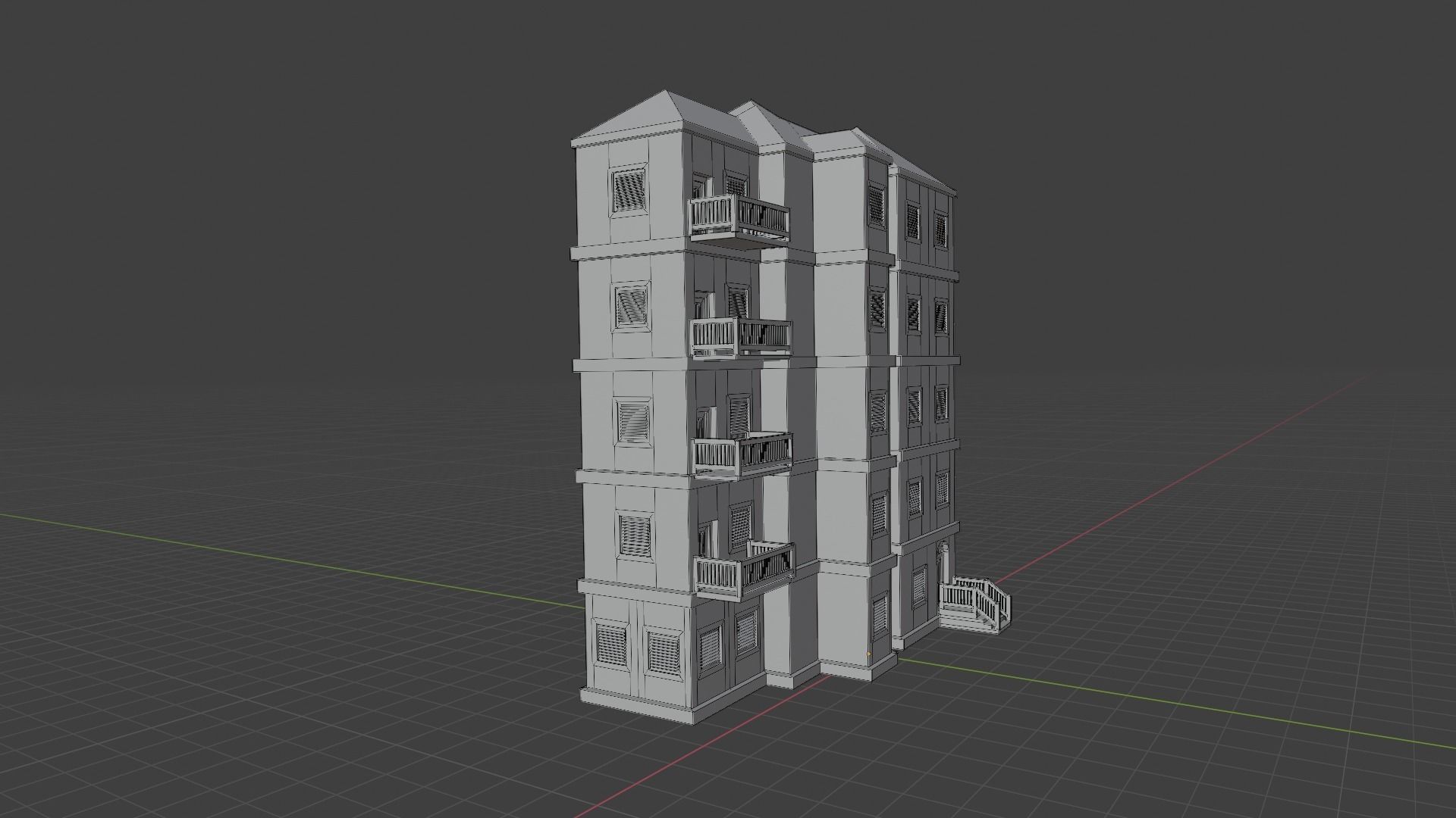 House Model 5 building Low-poly 3D model_10