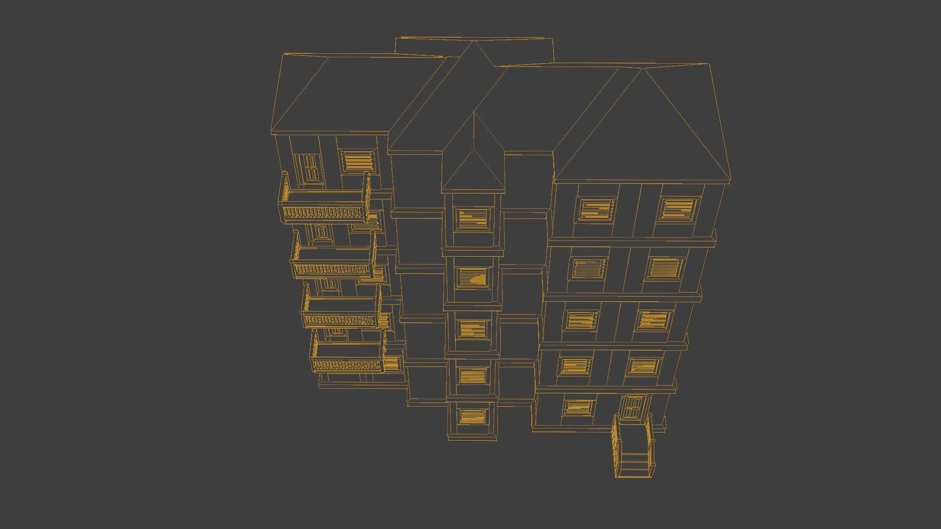 House Model 5 building Low-poly 3D model_16
