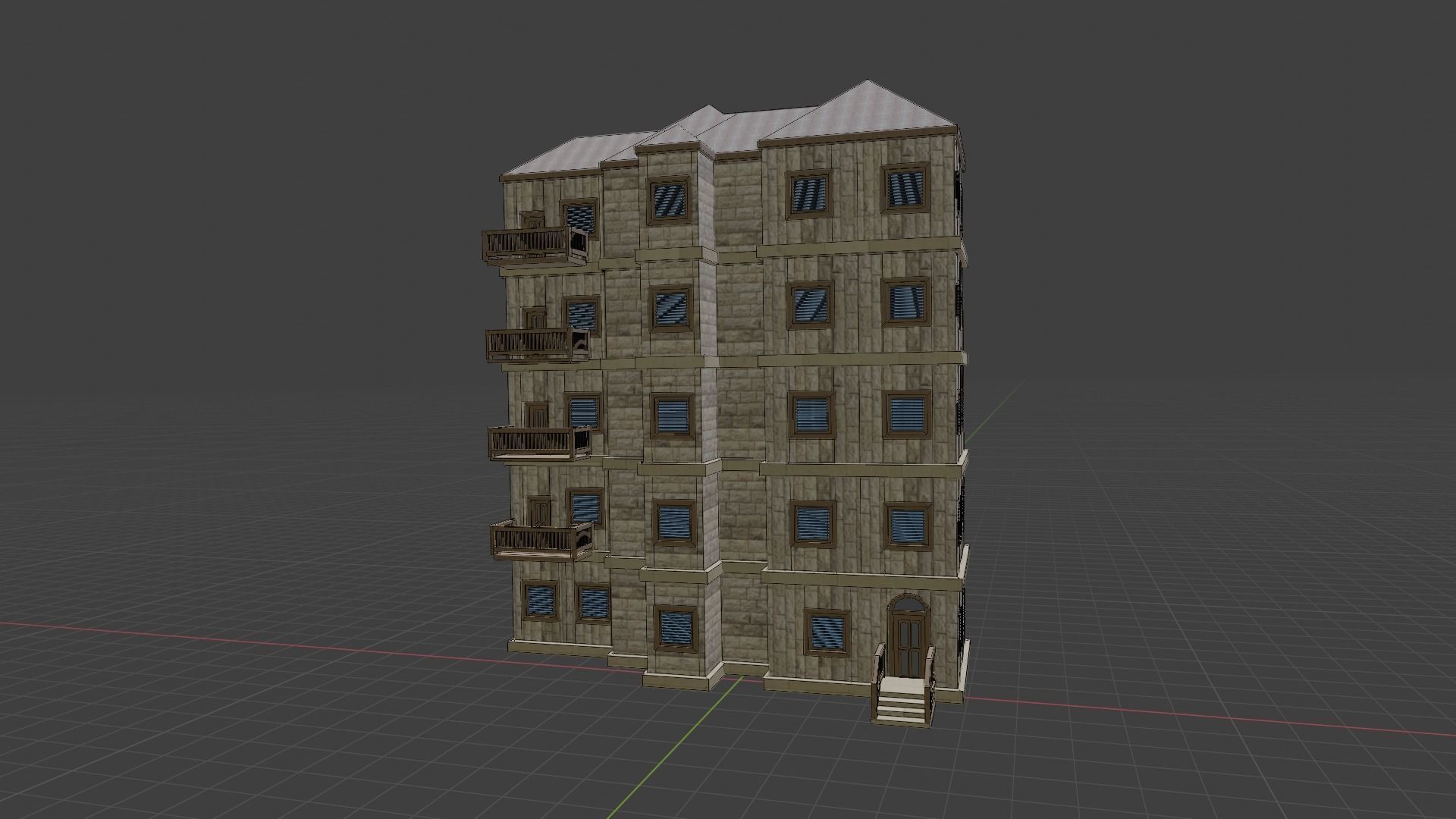 House Model 5 building Low-poly 3D model_9