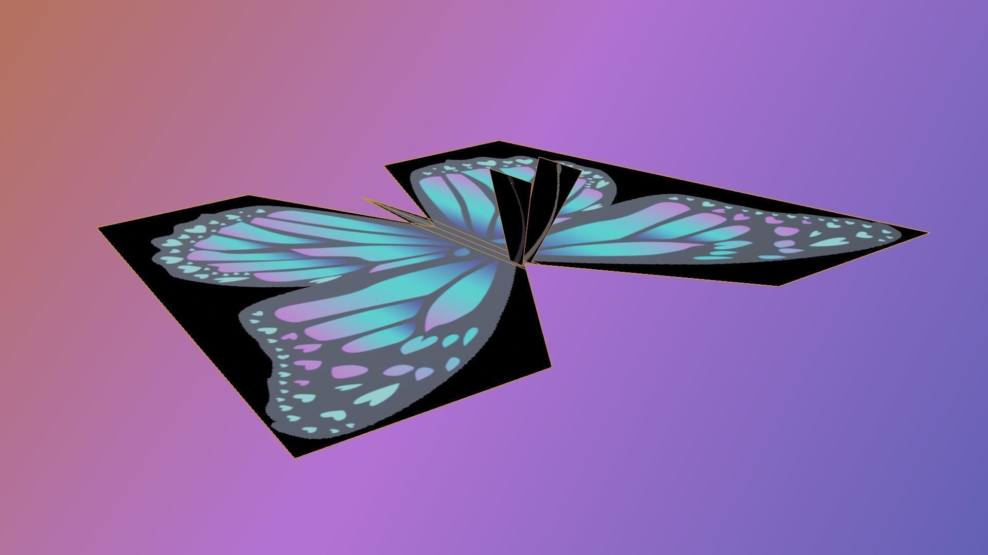 Stylized butterfly PBR low-poly game ready animated Low-poly 3D model_6