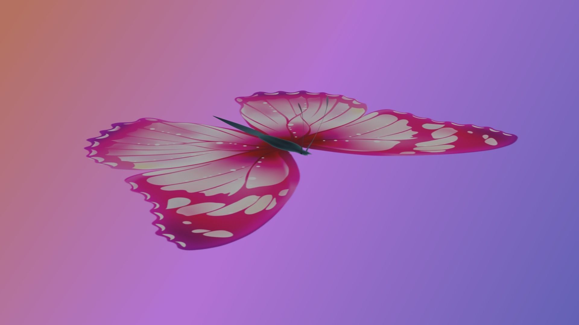 Stylized butterfly PBR low-poly game ready animated Low-poly 3D model_4