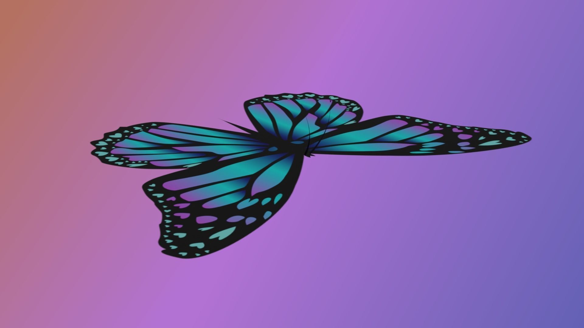 Stylized butterfly PBR low-poly game ready animated Low-poly 3D model_5