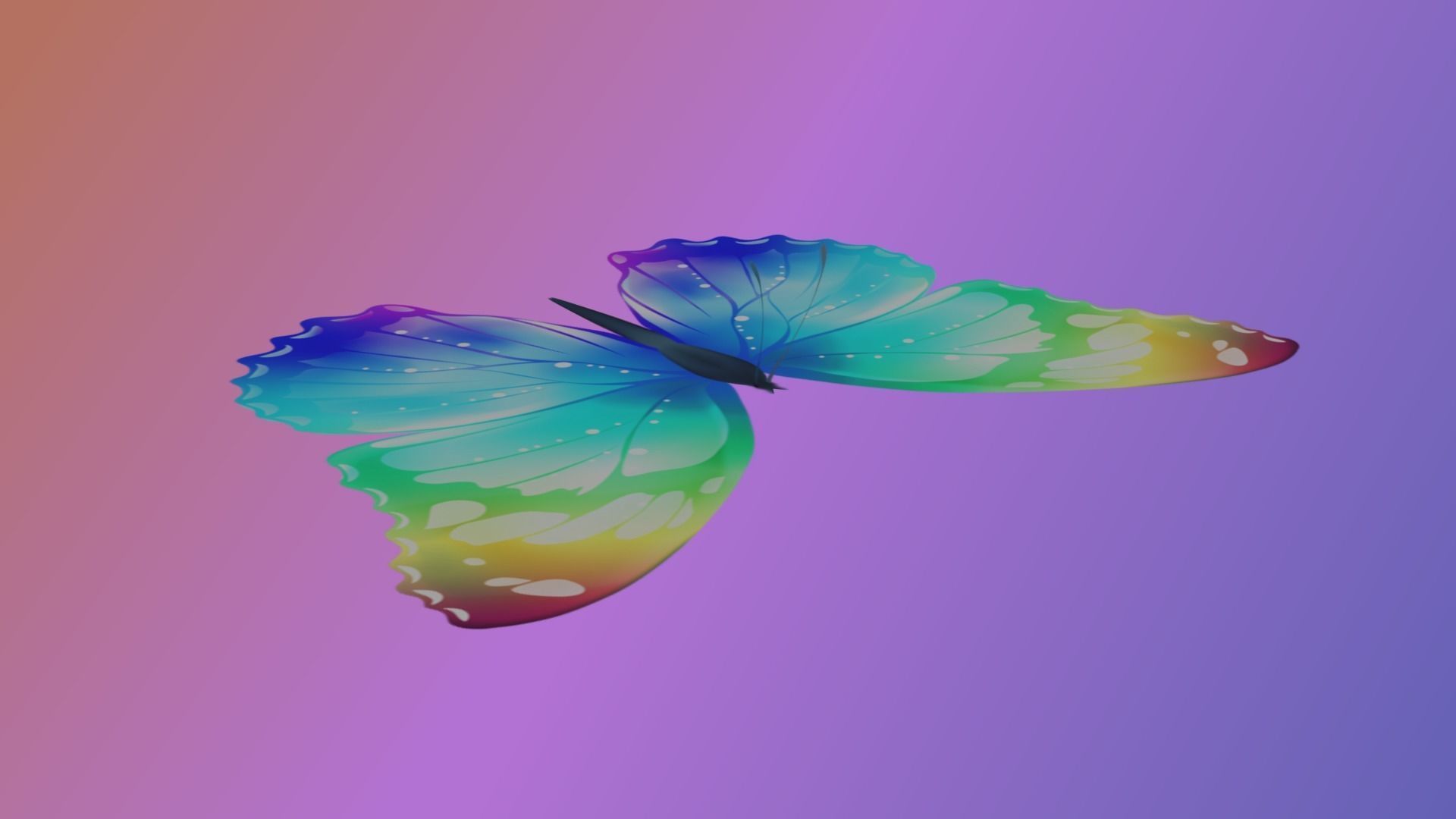 Stylized butterfly PBR low-poly game ready animated Low-poly 3D model_3