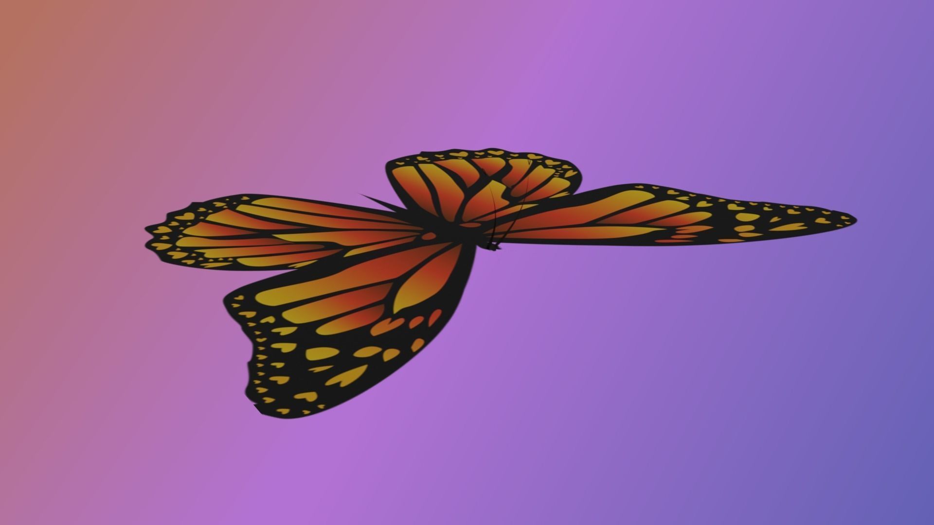 Stylized butterfly PBR low-poly game ready animated Low-poly 3D model_2