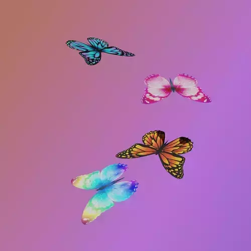 Stylized butterfly PBR low-poly game ready animated
