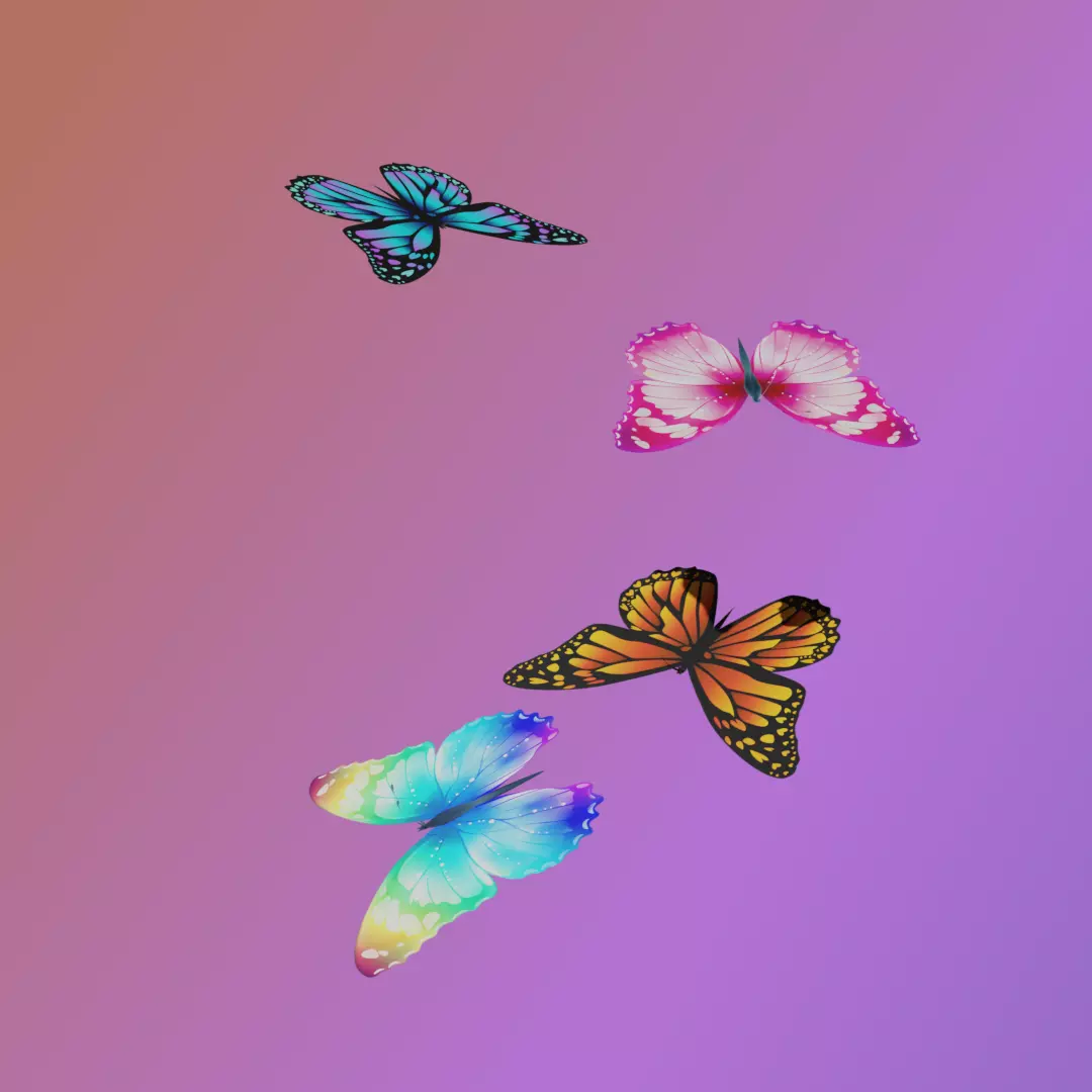 Stylized butterfly PBR low-poly game ready animated Low-poly 3D model_0
