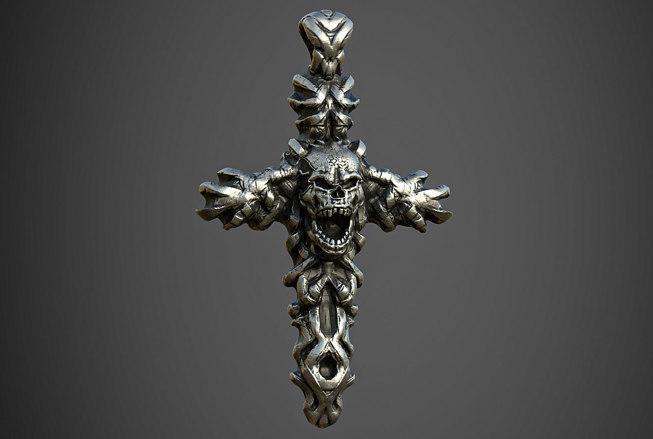 Skull cross Pendant 3d print model 15 3D print model_1