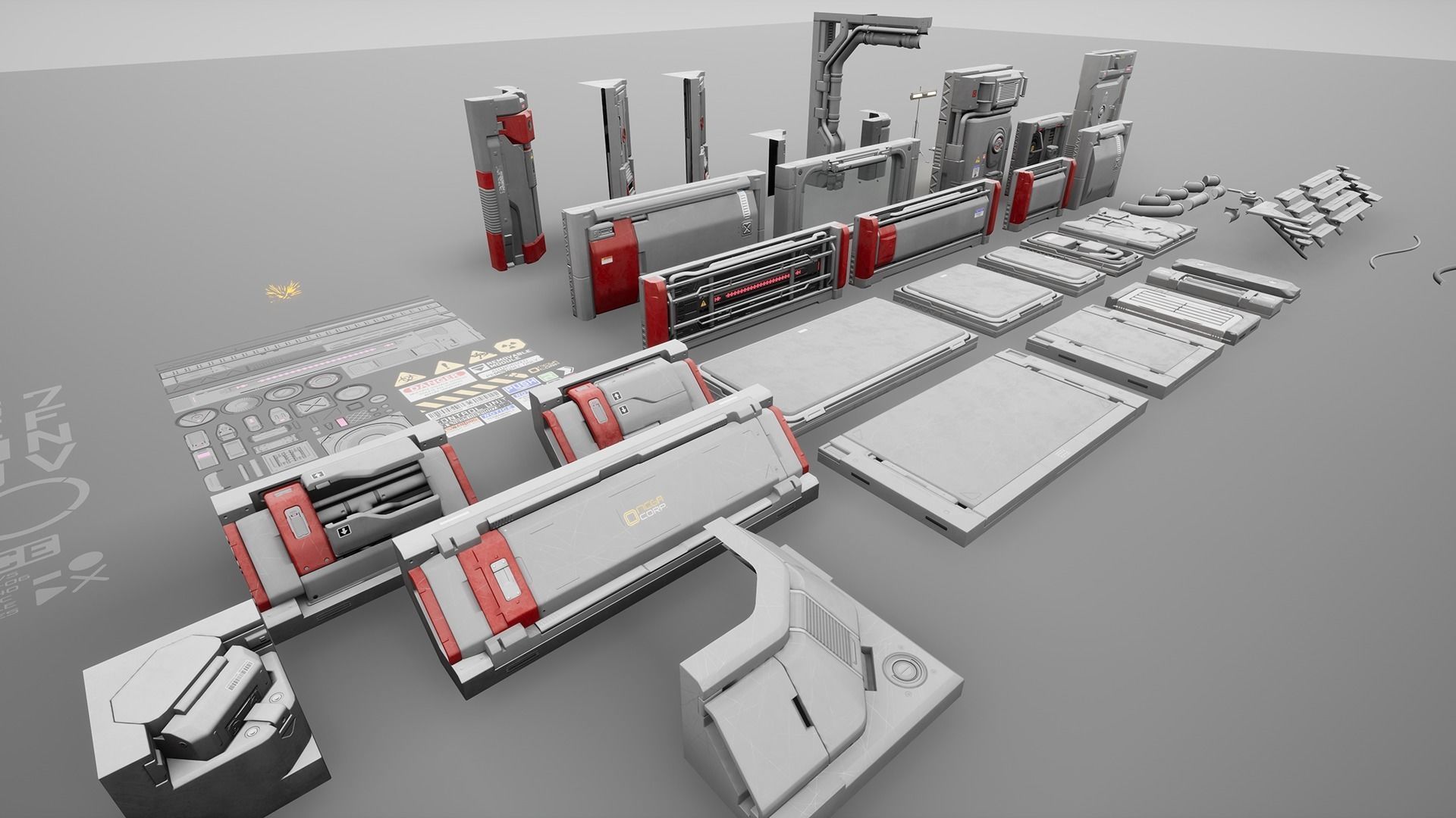 Omega - Sci-Fi Modular Environment Pack Low-poly 3D model_10