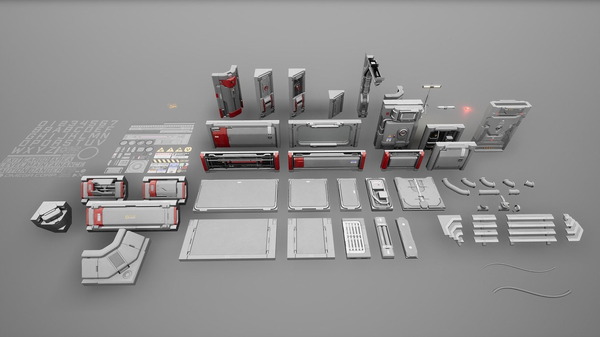 Omega - Sci-Fi Modular Environment Pack Low-poly 3D model_8