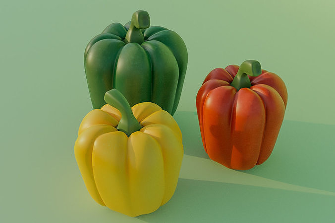Cartoon Clay Green Bell Peppers Low-poly 3D model