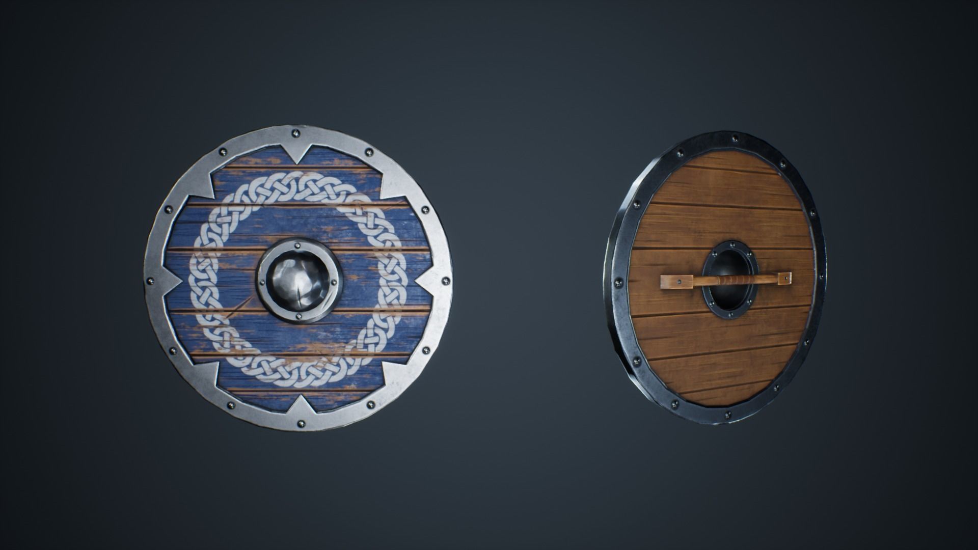 Viking Weapons - Flat Shield III Low-poly 3D model_3