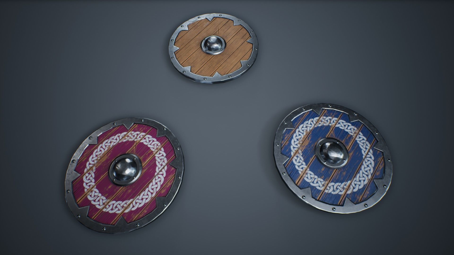 Viking Weapons - Flat Shield III Low-poly 3D model_6