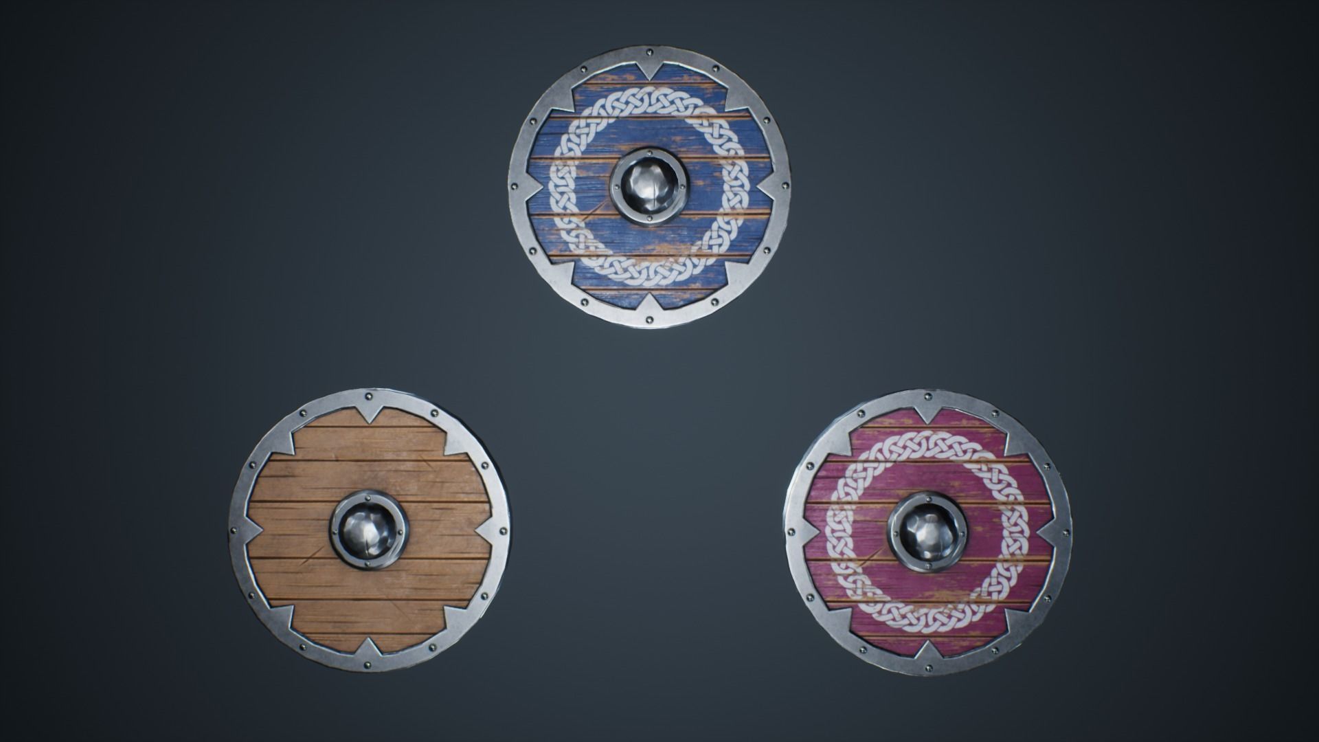 Viking Weapons - Flat Shield III Low-poly 3D model_2