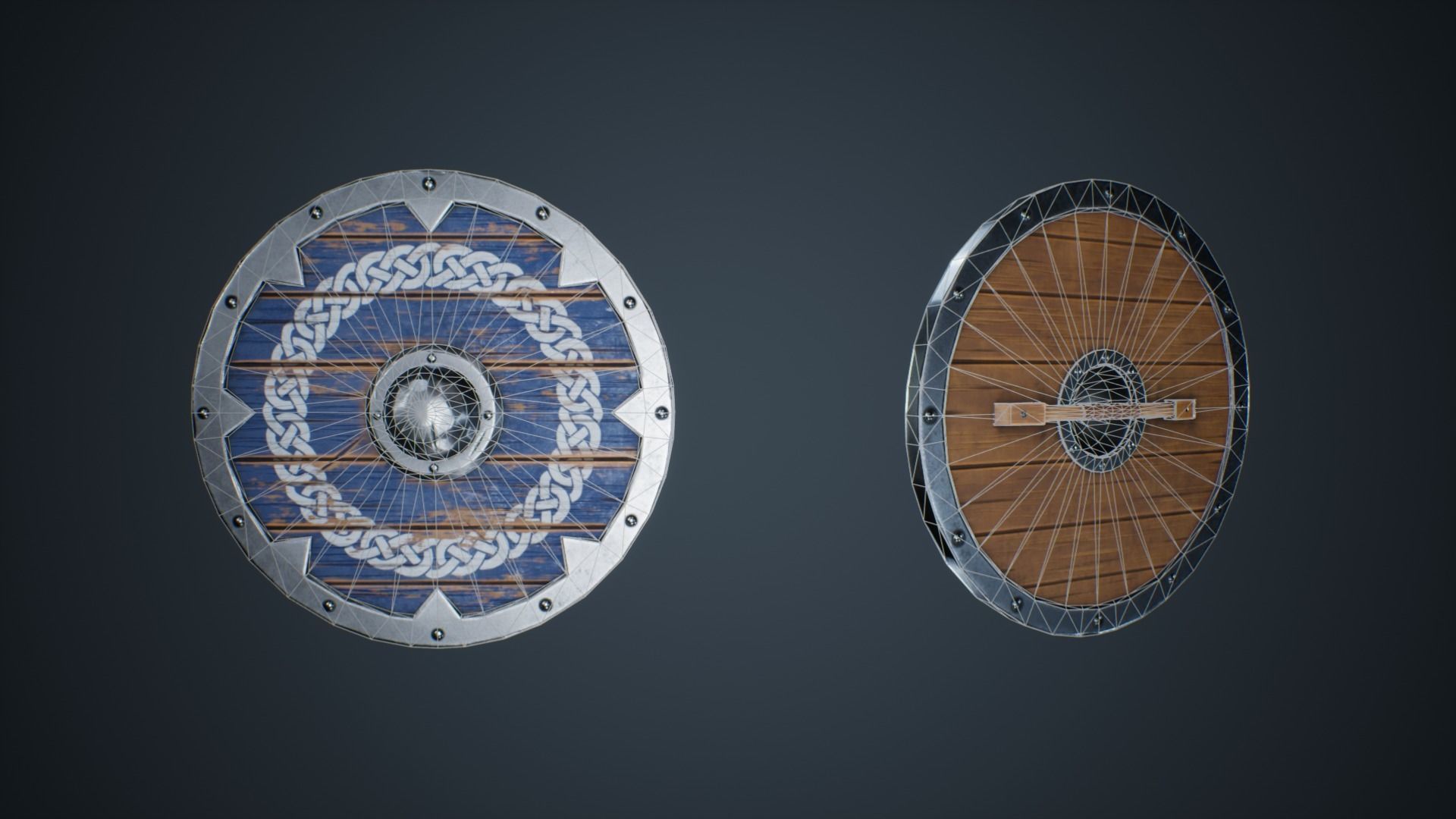 Viking Weapons - Flat Shield III Low-poly 3D model_4