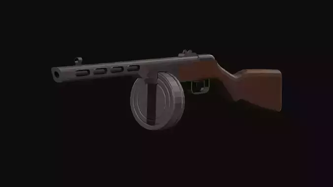 PPSH-41 Sub Machine Gun Low Poly