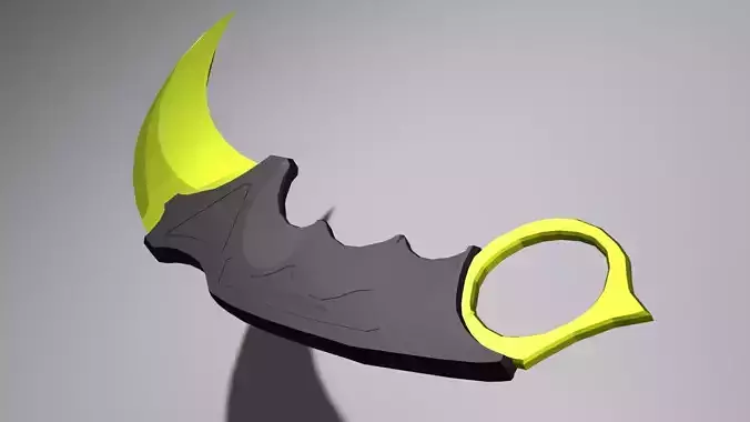Stylized karambit knife Weapon with gold PBR low poly game ready