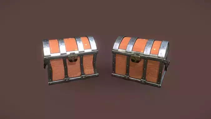 Stylized PBR Chest 1 and Variation Low-poly 3D model