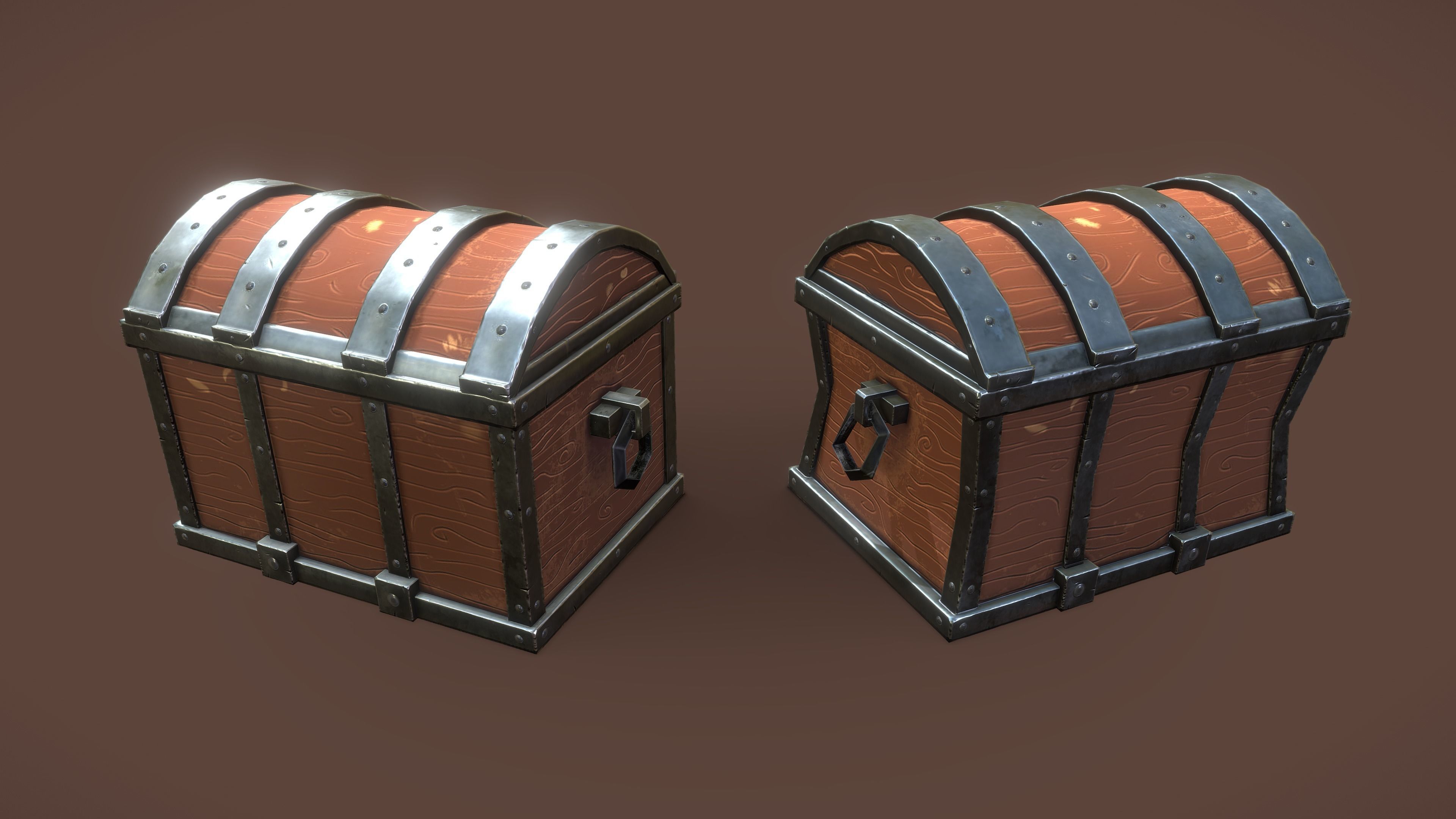 Stylized PBR Chest 1 and Variation Low-poly 3D model_3