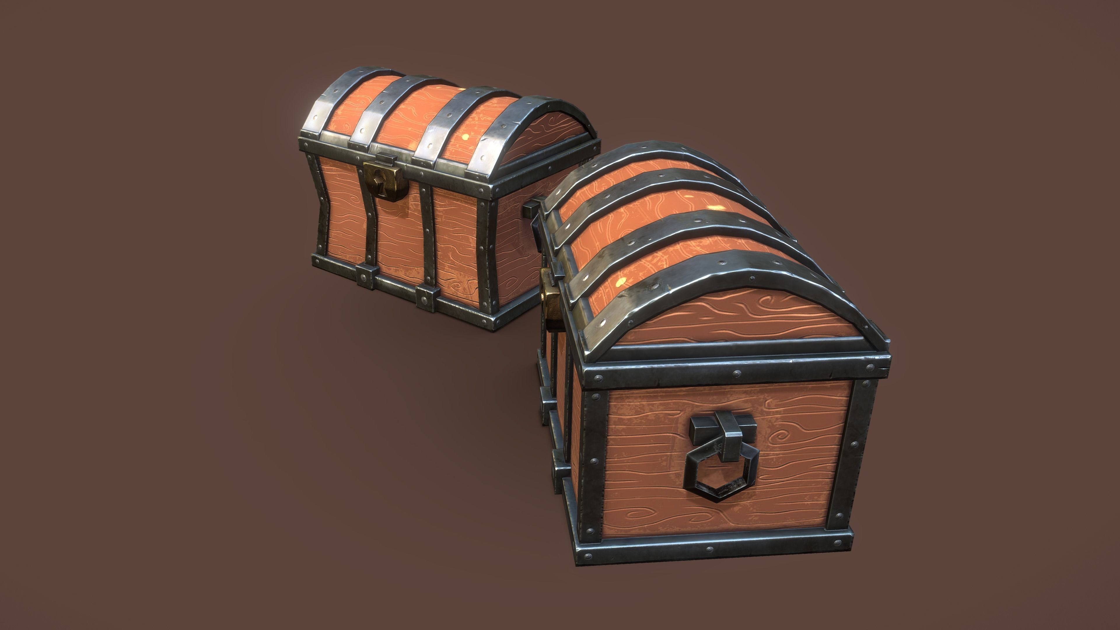 Stylized PBR Chest 1 and Variation Low-poly 3D model_7