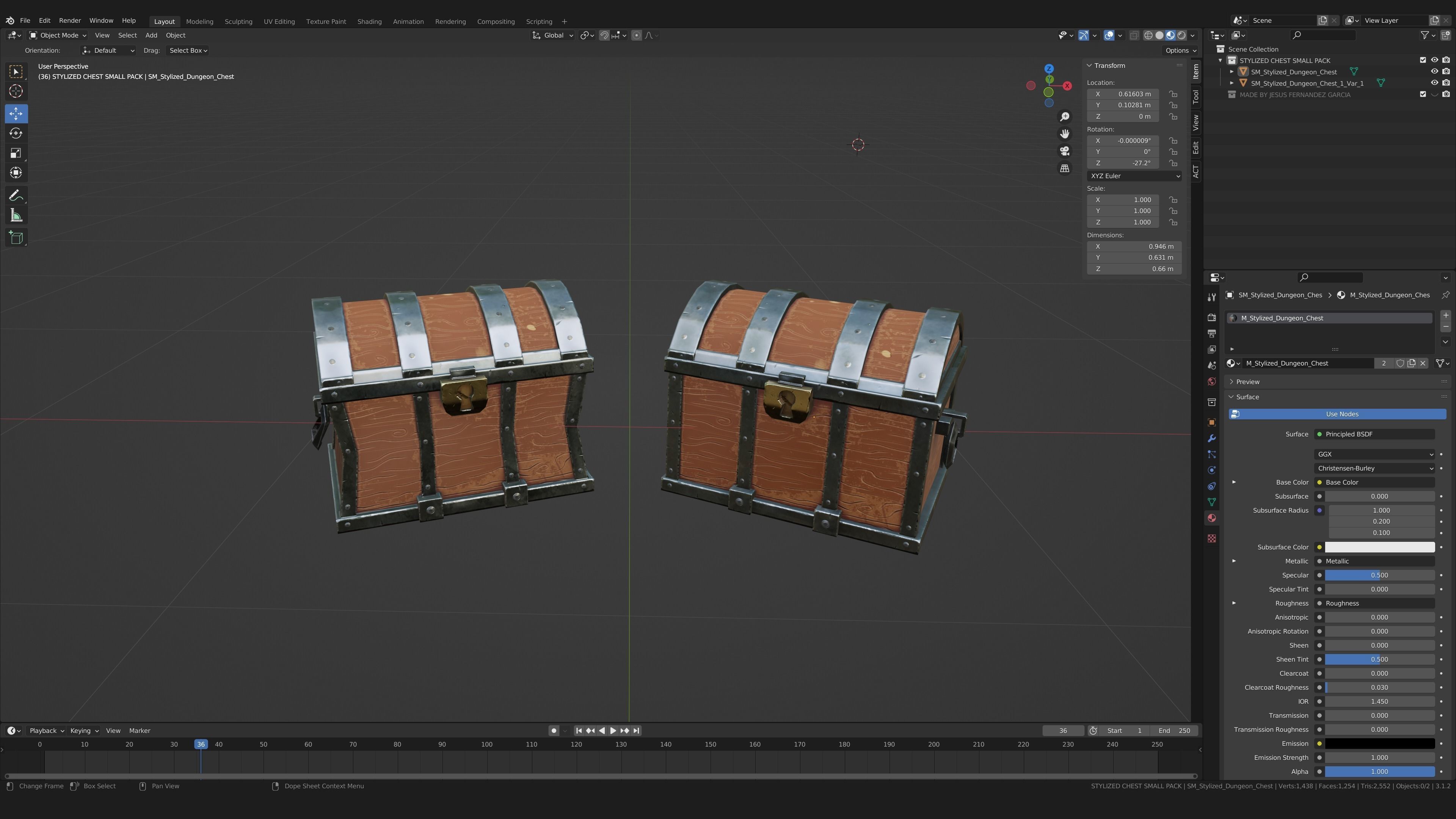 Stylized PBR Chest 1 and Variation Low-poly 3D model_4