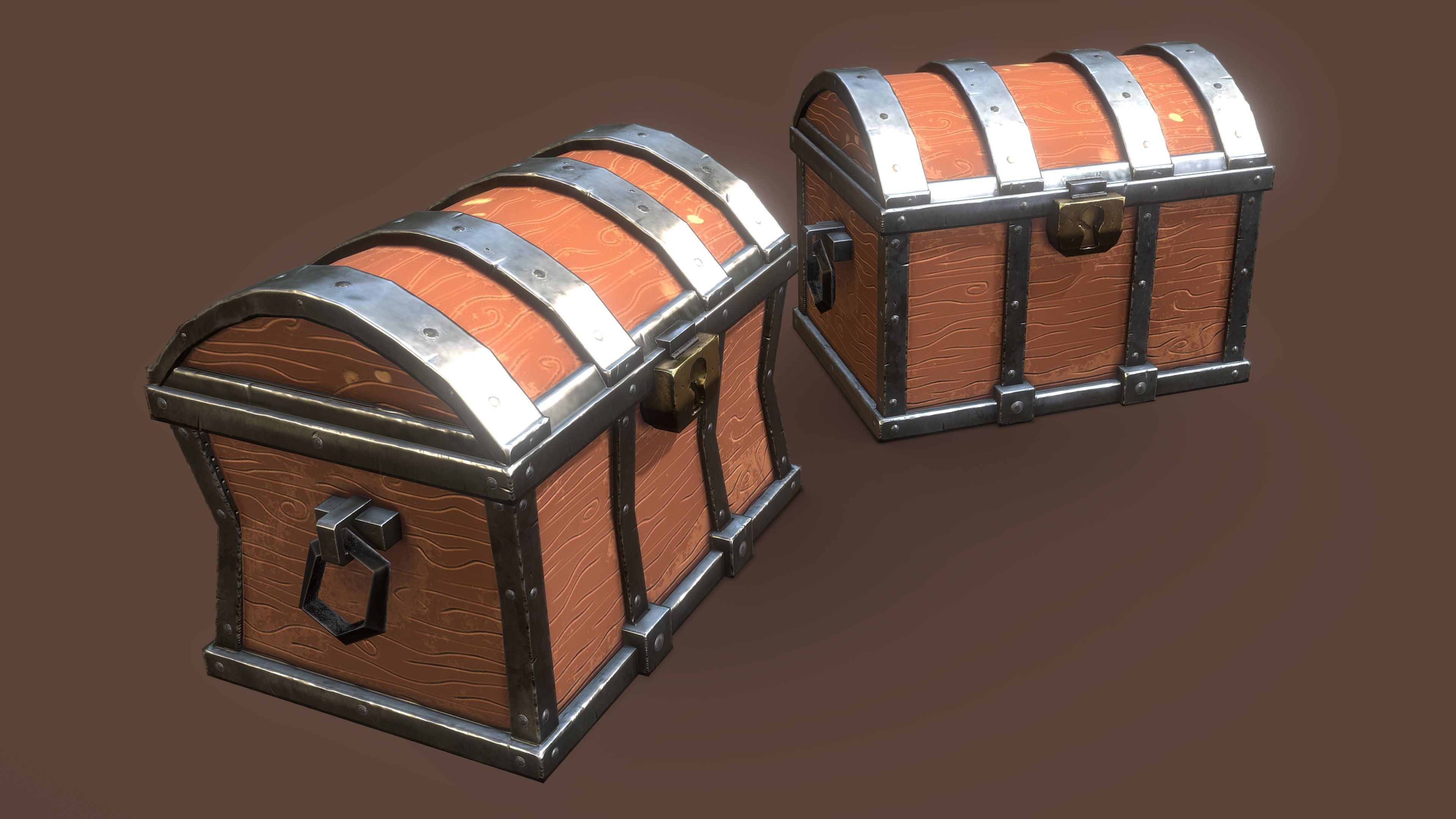 Stylized PBR Chest 1 and Variation Low-poly 3D model_6