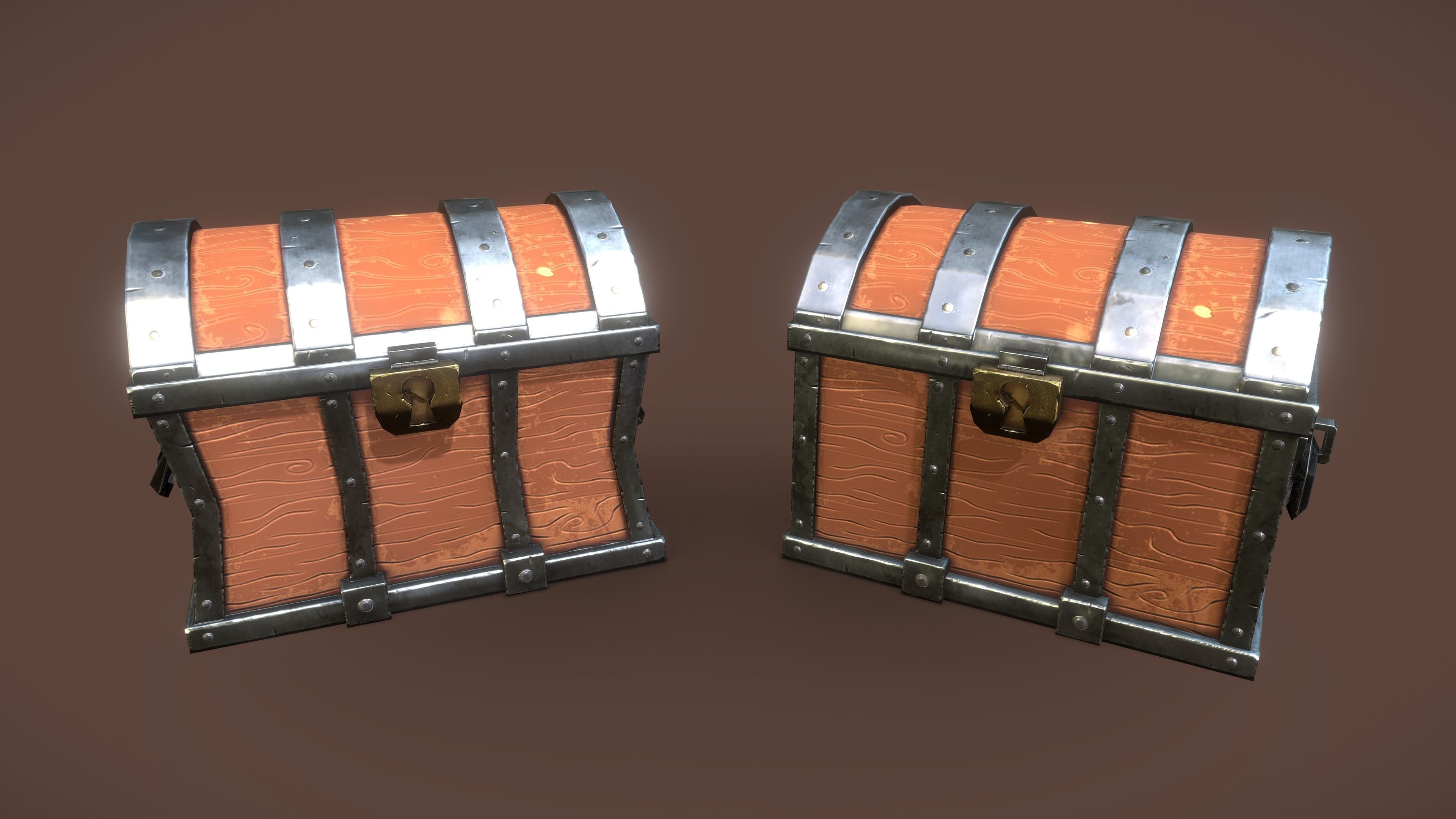 Stylized PBR Chest 1 and Variation Low-poly 3D model_1
