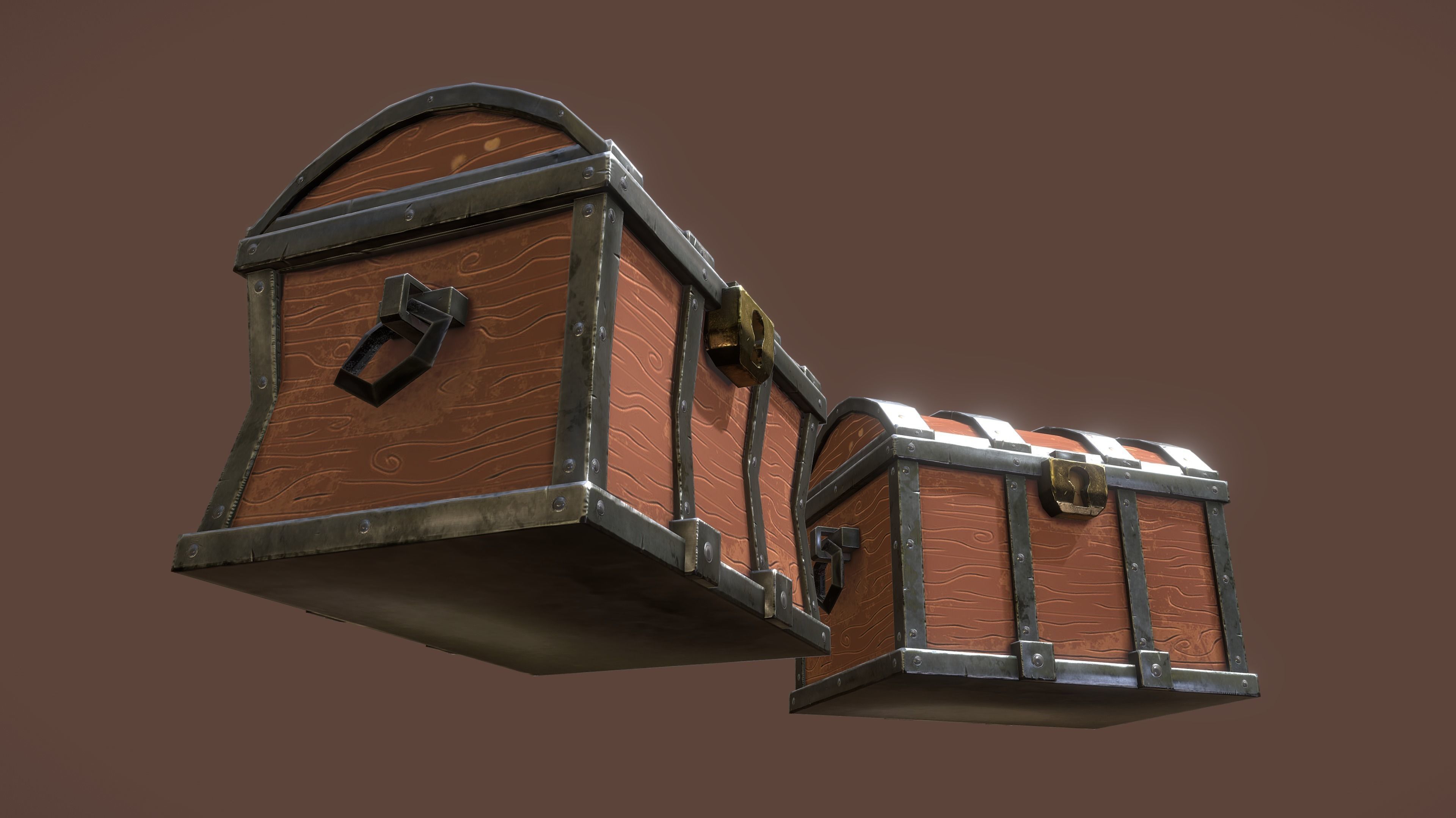 Stylized PBR Chest 1 and Variation Low-poly 3D model_8