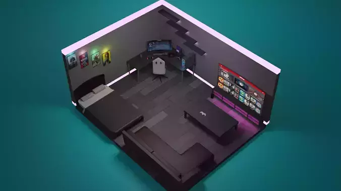 Isometric Gamer Room