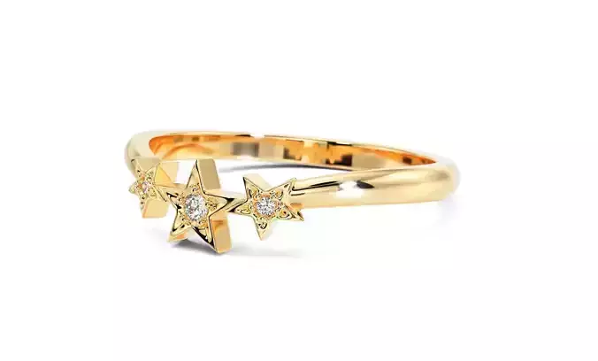 gold stars ring with diamonds